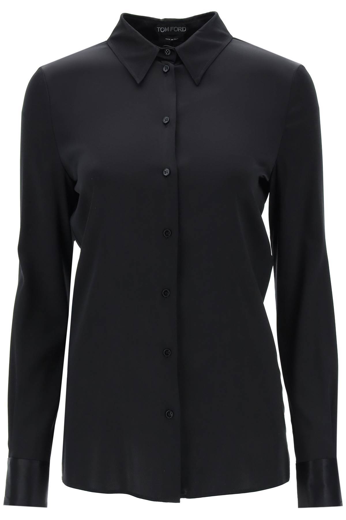 Shop Tom Ford Silk Satin Shirt In Black