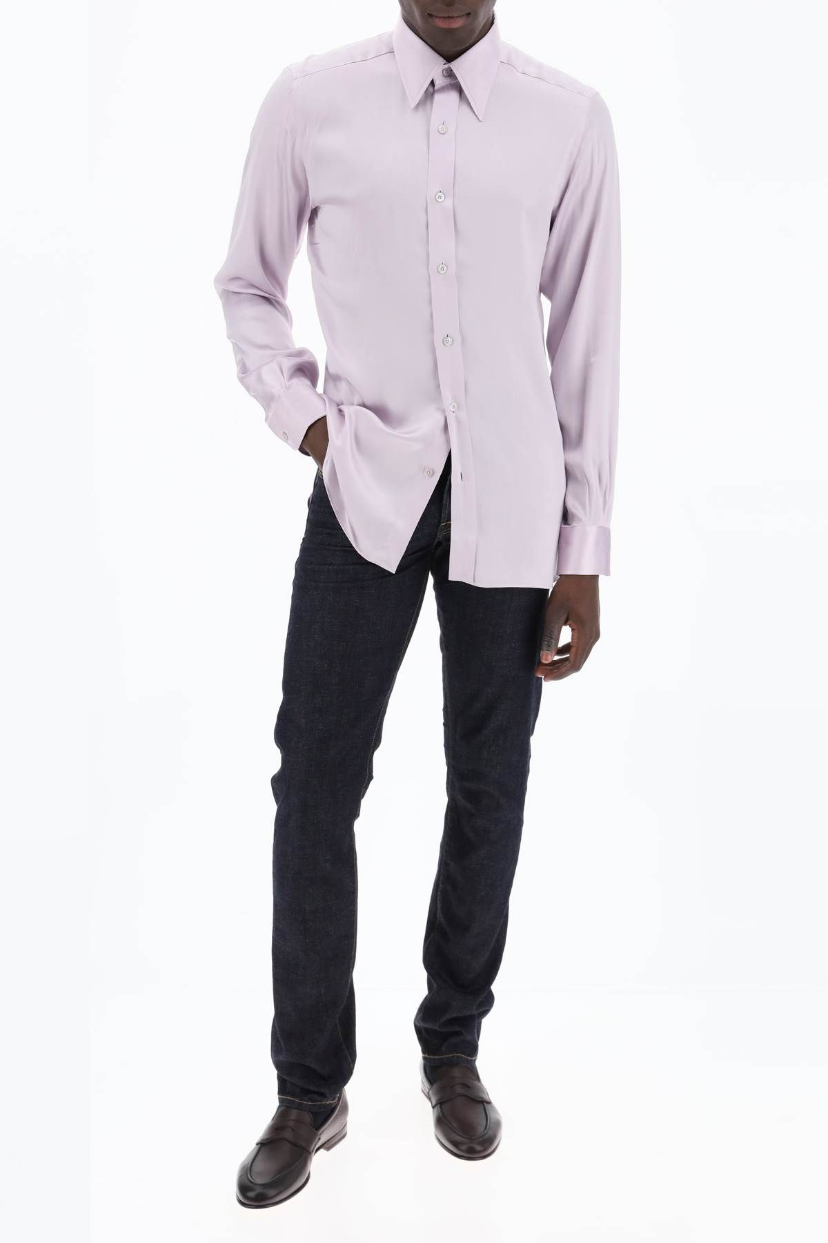 Shop Tom Ford Silk Charmeuse Blouse Shirt In Pink