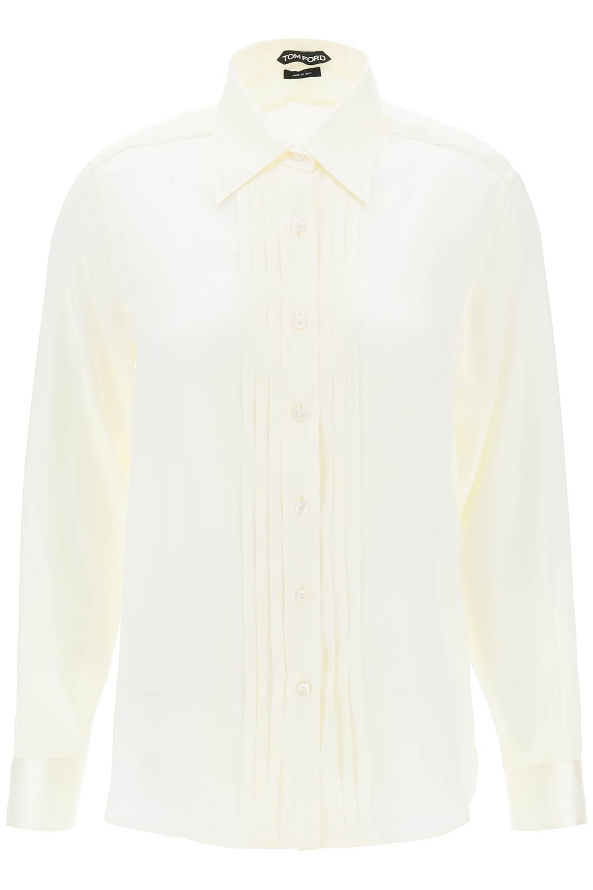 Shop Tom Ford Silk Charmeuse Blouse Shirt In White,neutro