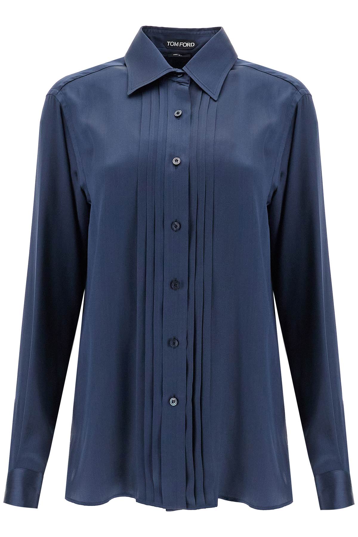 Shop Tom Ford Silk Charmeuse Blouse Shirt In Blue