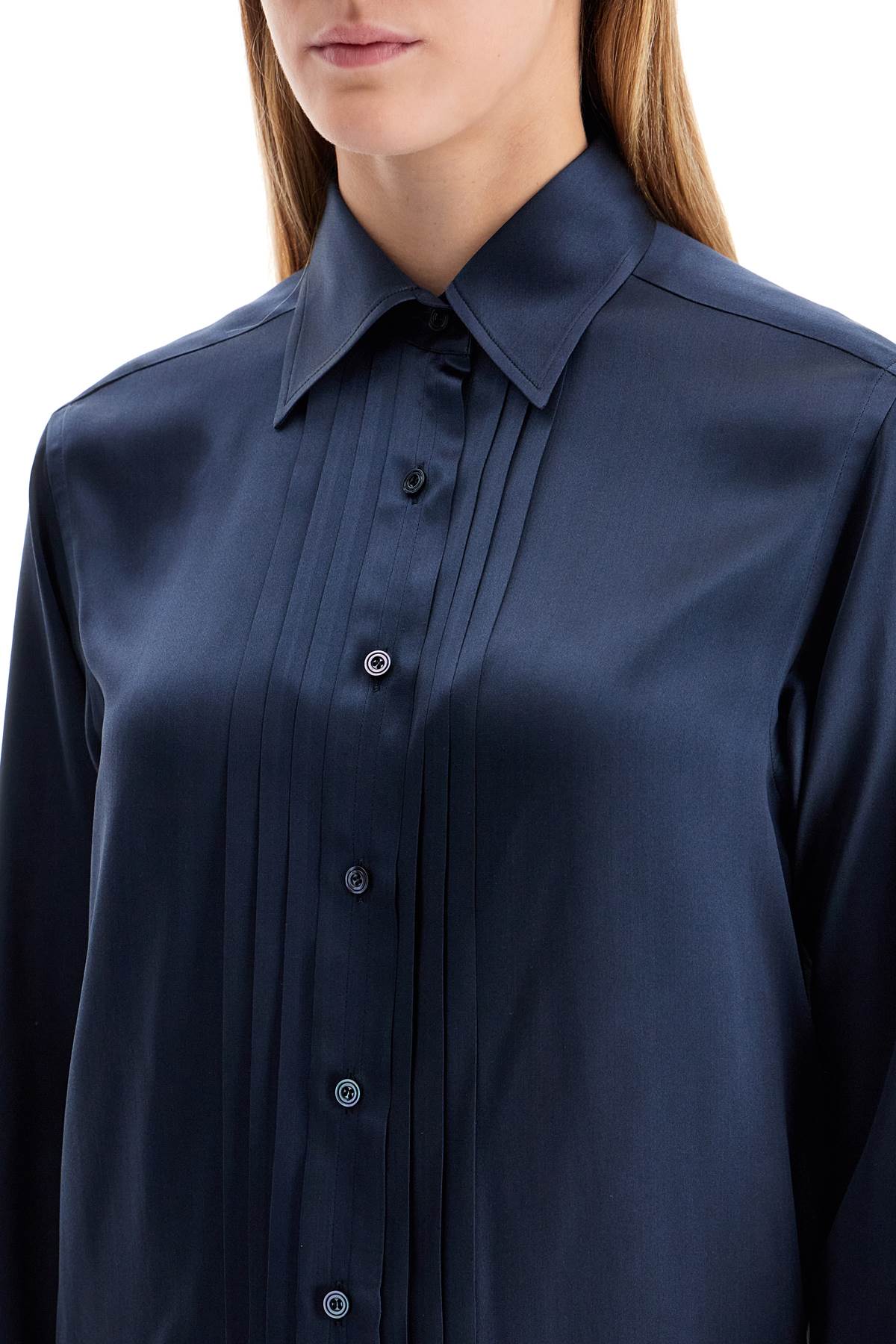 Shop Tom Ford Silk Charmeuse Blouse Shirt In Blue