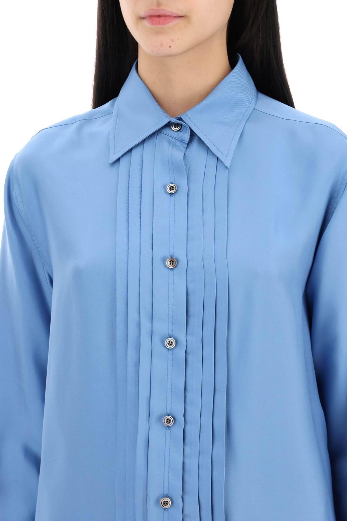 Shop Tom Ford Pleated Bib Shirt With In Light Blue