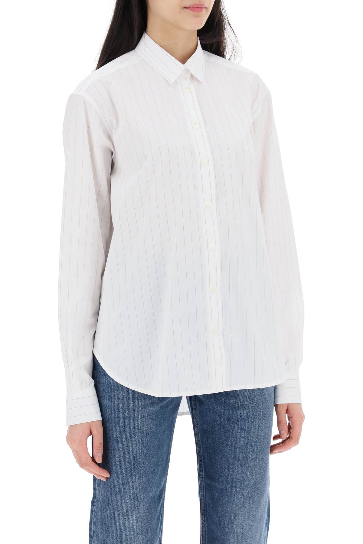 Shop Totême Striped Signature Dress Shirt In White