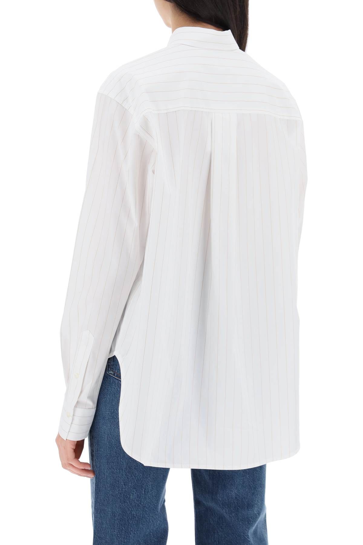 Shop Totême Striped Signature Dress Shirt In White
