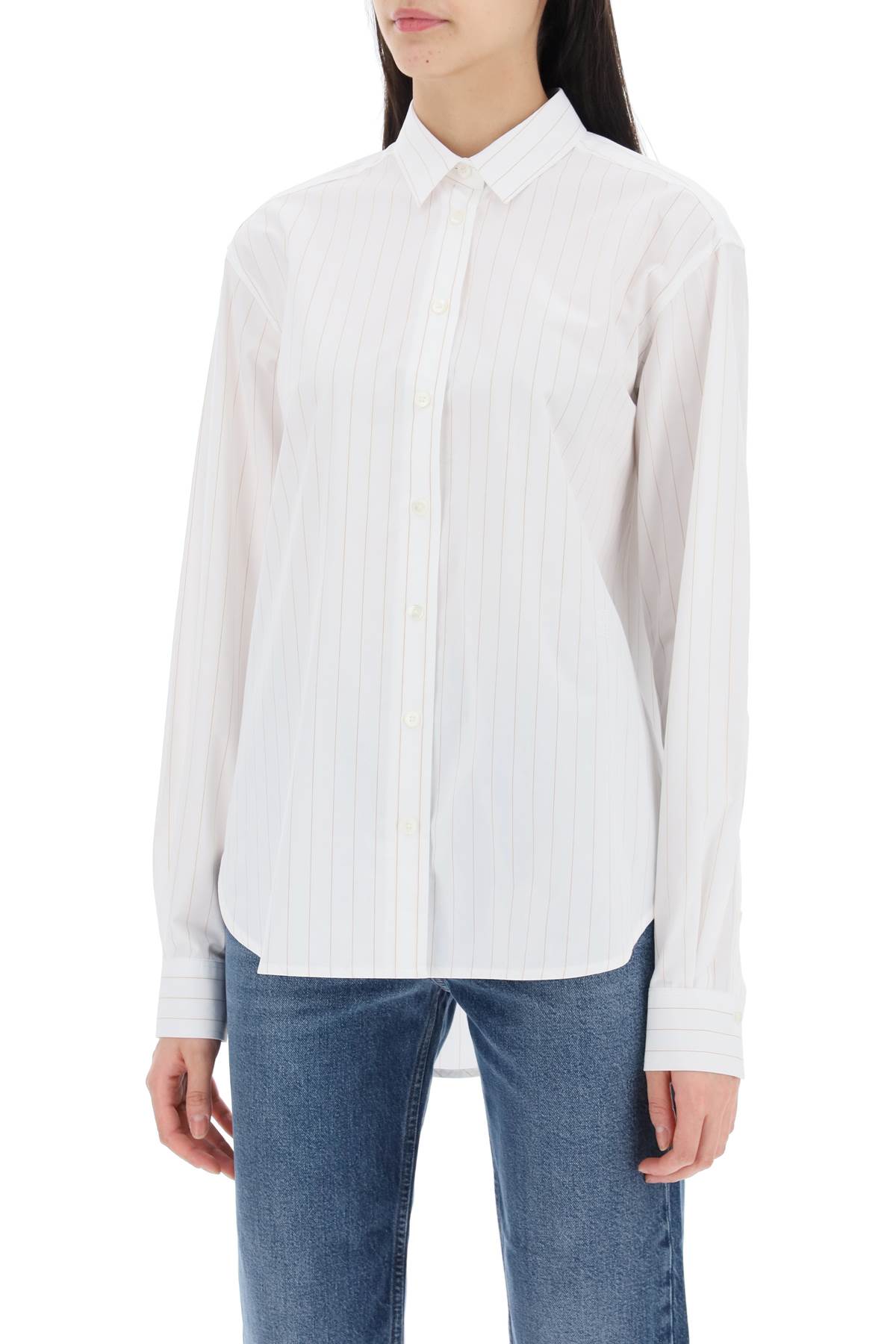 Shop Totême Striped Signature Dress Shirt In White