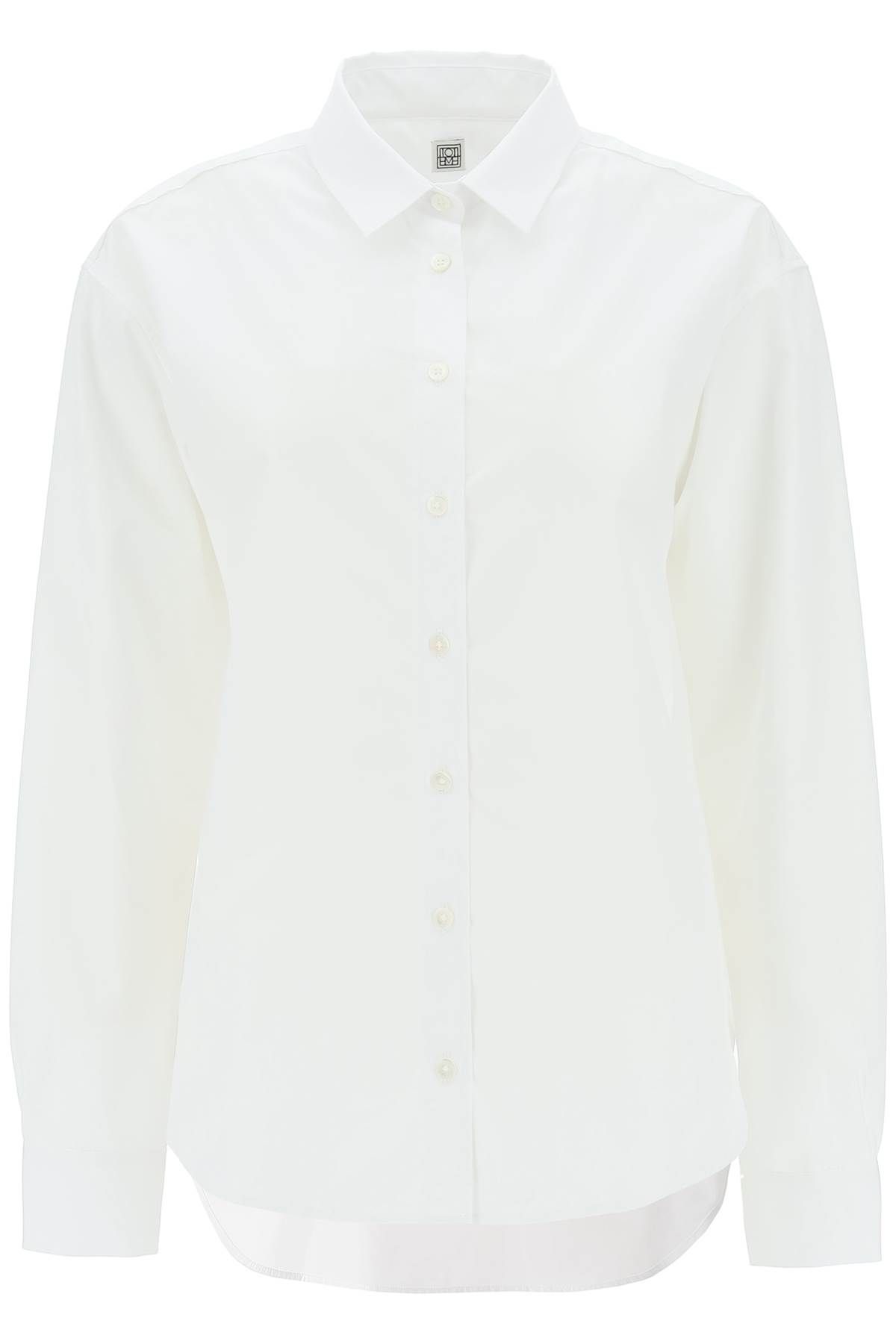 Shop Totême Logo-embroidered Cotton Shirt In White