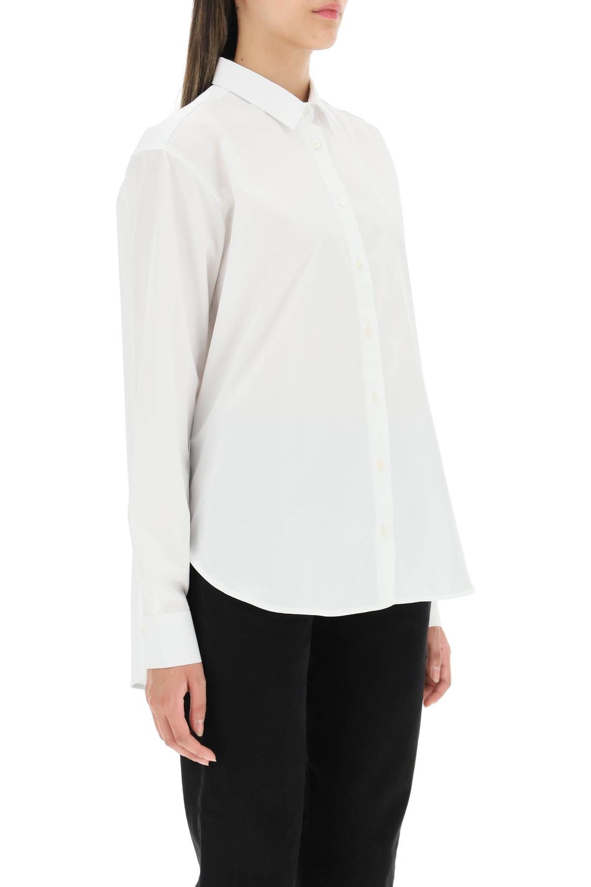 Shop Totême Logo-embroidered Cotton Shirt In White