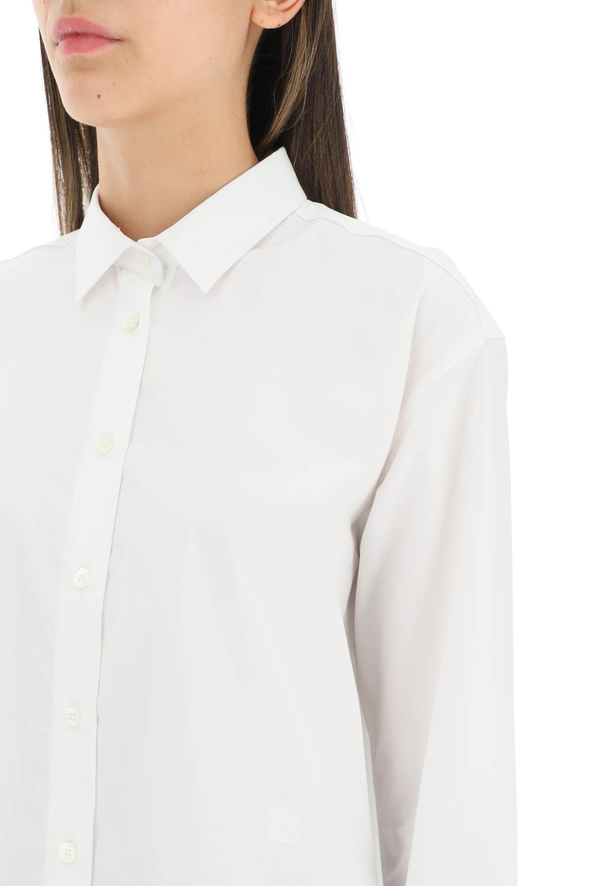 Shop Totême Logo-embroidered Cotton Shirt In White