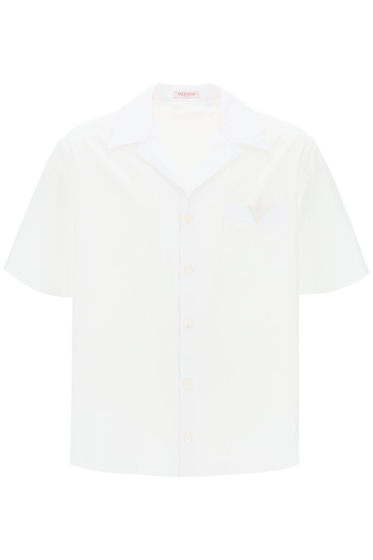 Shop Valentino "v Detail Bowling Shirt With V- In White