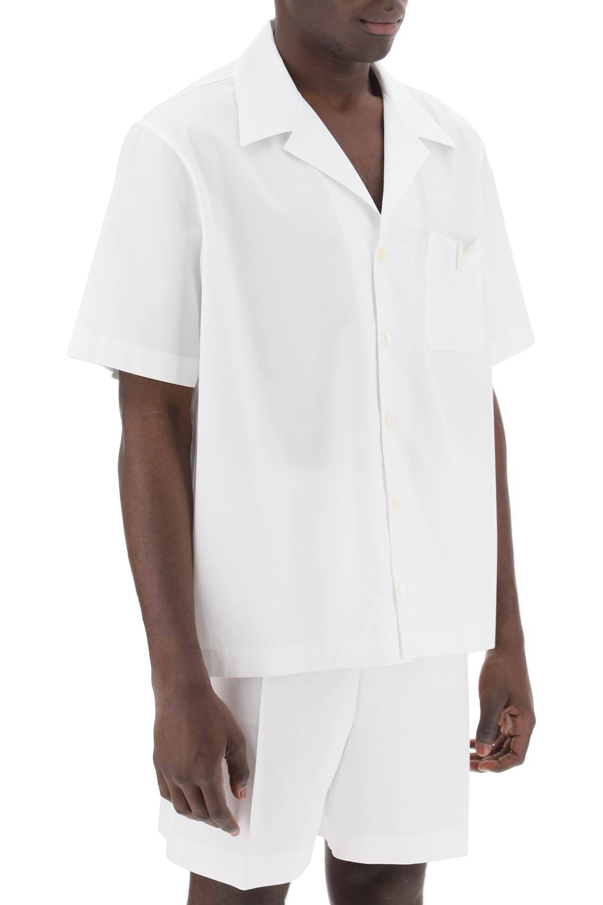 Shop Valentino "v Detail Bowling Shirt With V- In White
