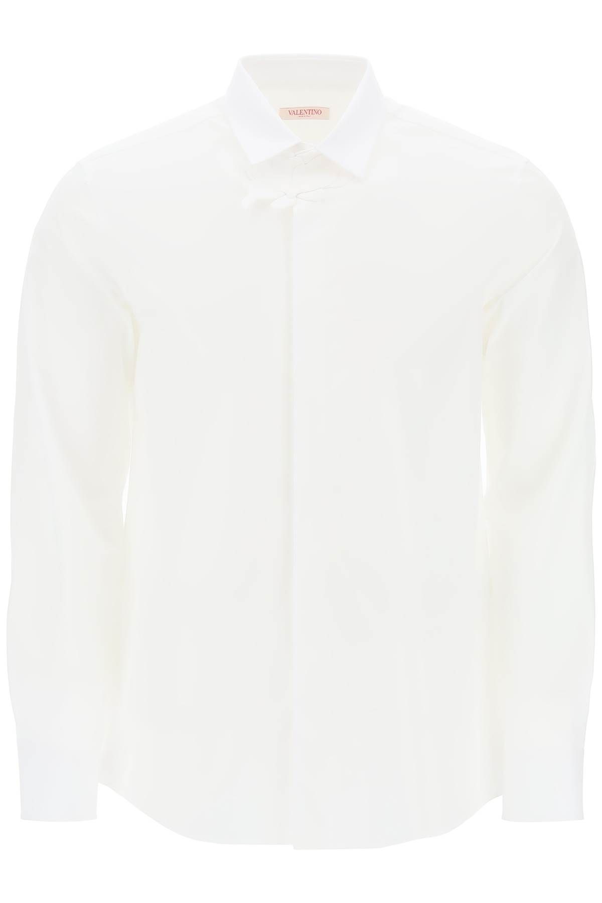 Shop Valentino Poplin Shirt With Flower Patch Detail In White