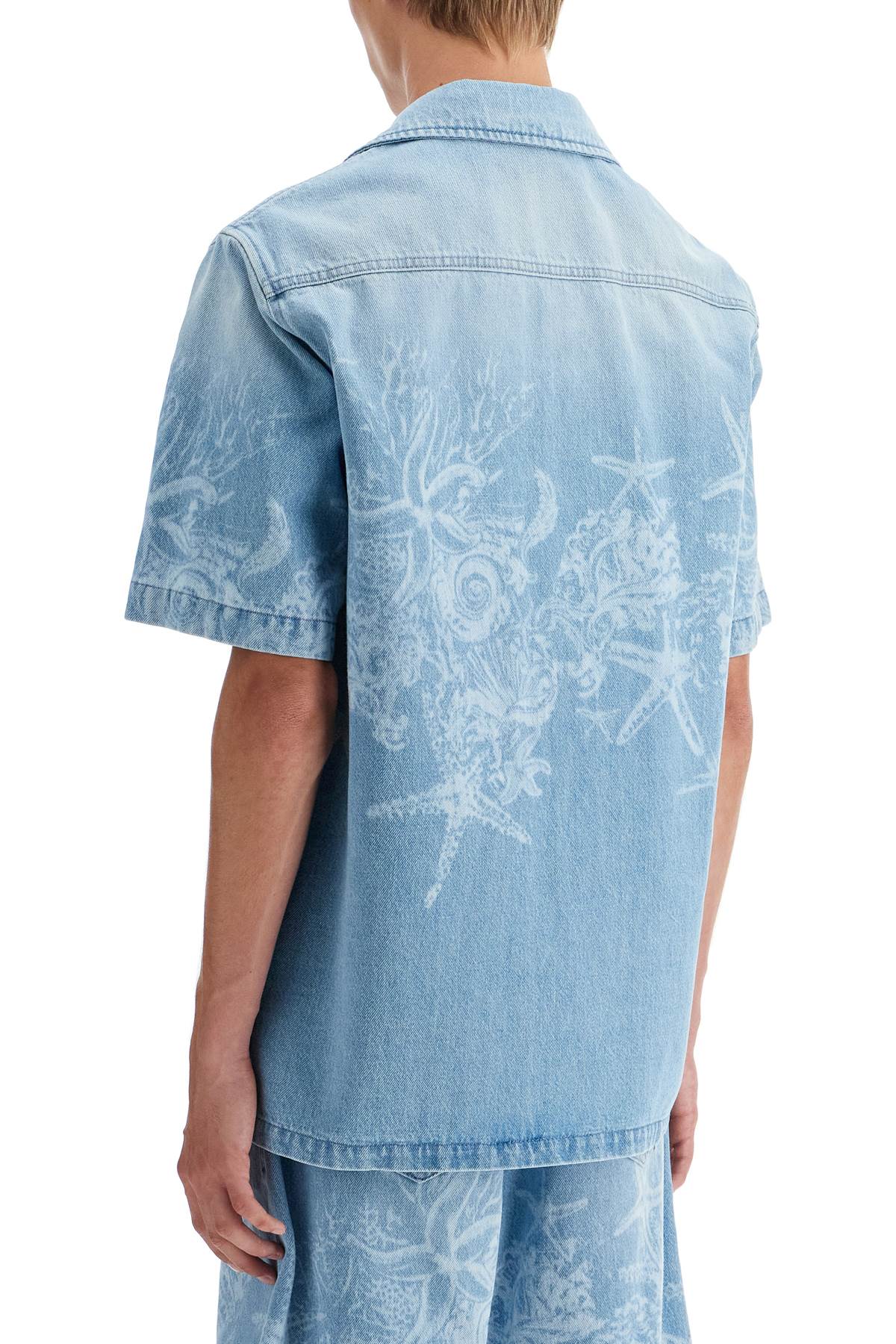 Shop Versace Barocco Sea Denim Shirt In Blue