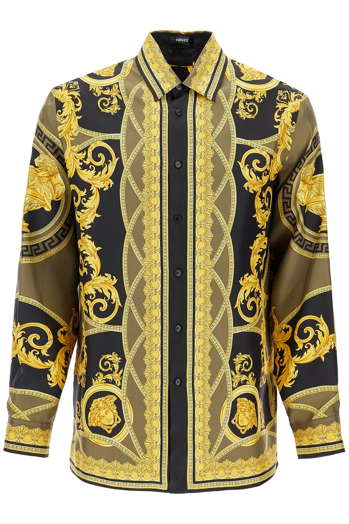 Shop Versace Barocco Silk Shirt In Yellow