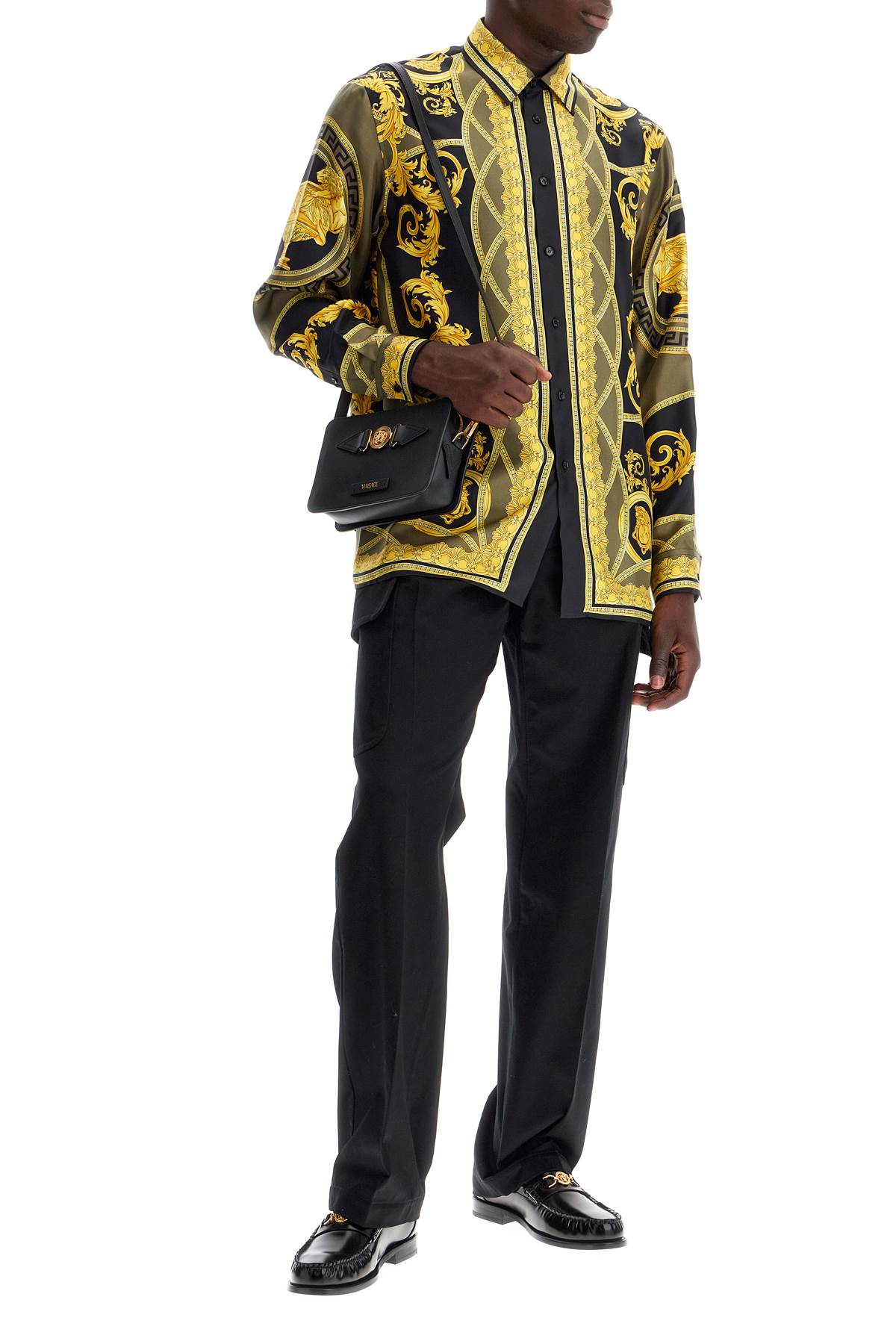 Shop Versace Barocco Silk Shirt In Yellow