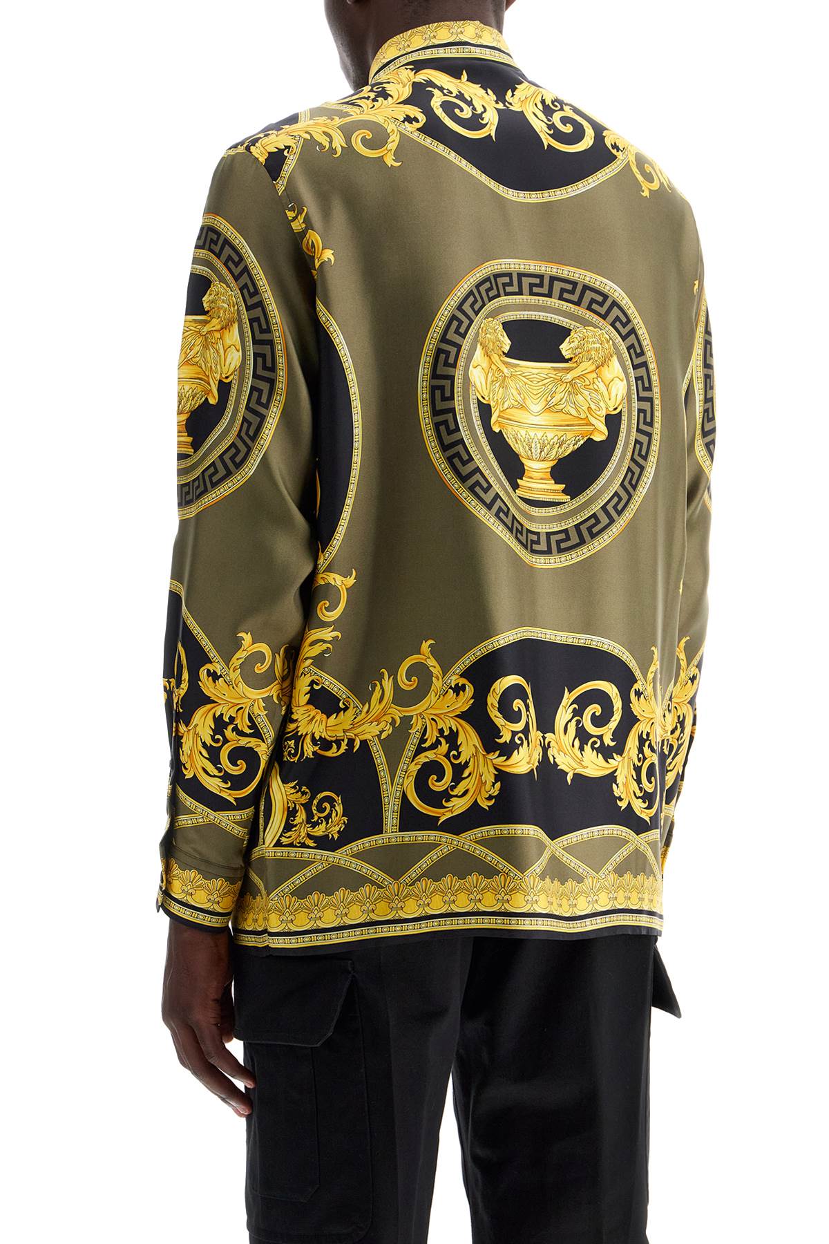 Shop Versace Barocco Silk Shirt In Yellow