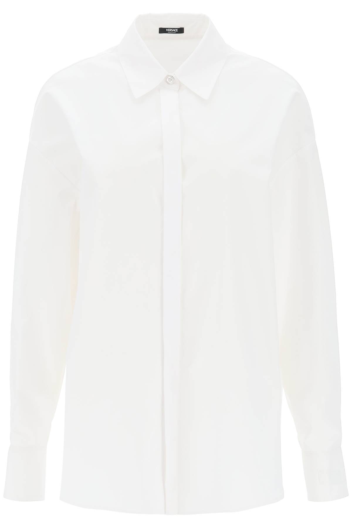 Shop Versace Oversized Poplin Shirt In White