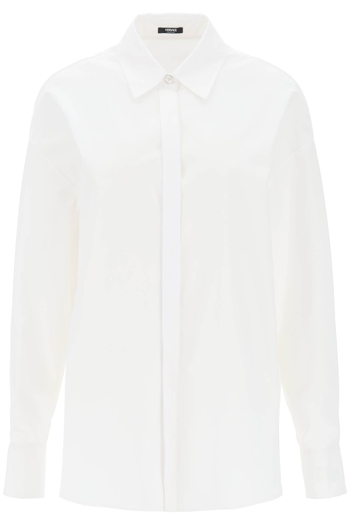 Shop Versace Oversized Poplin Shirt In White