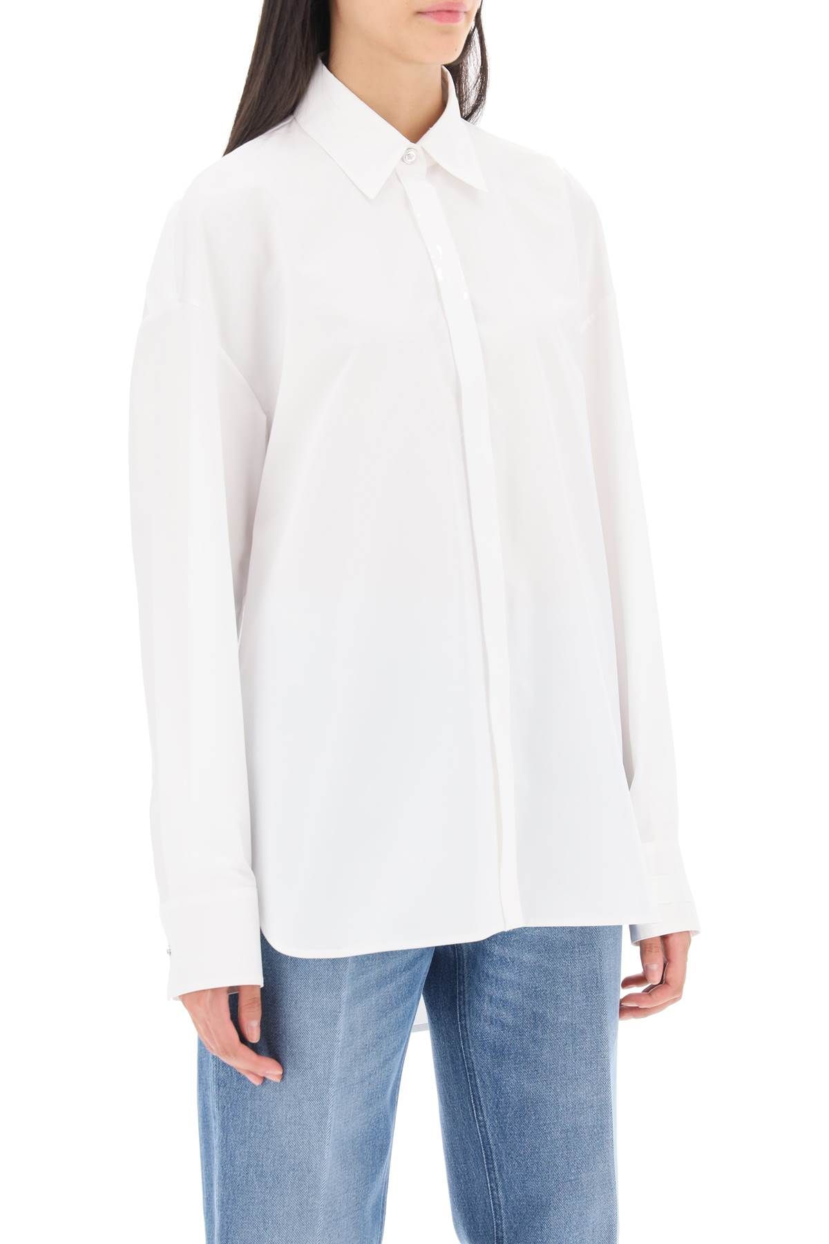 Shop Versace Oversized Poplin Shirt In White