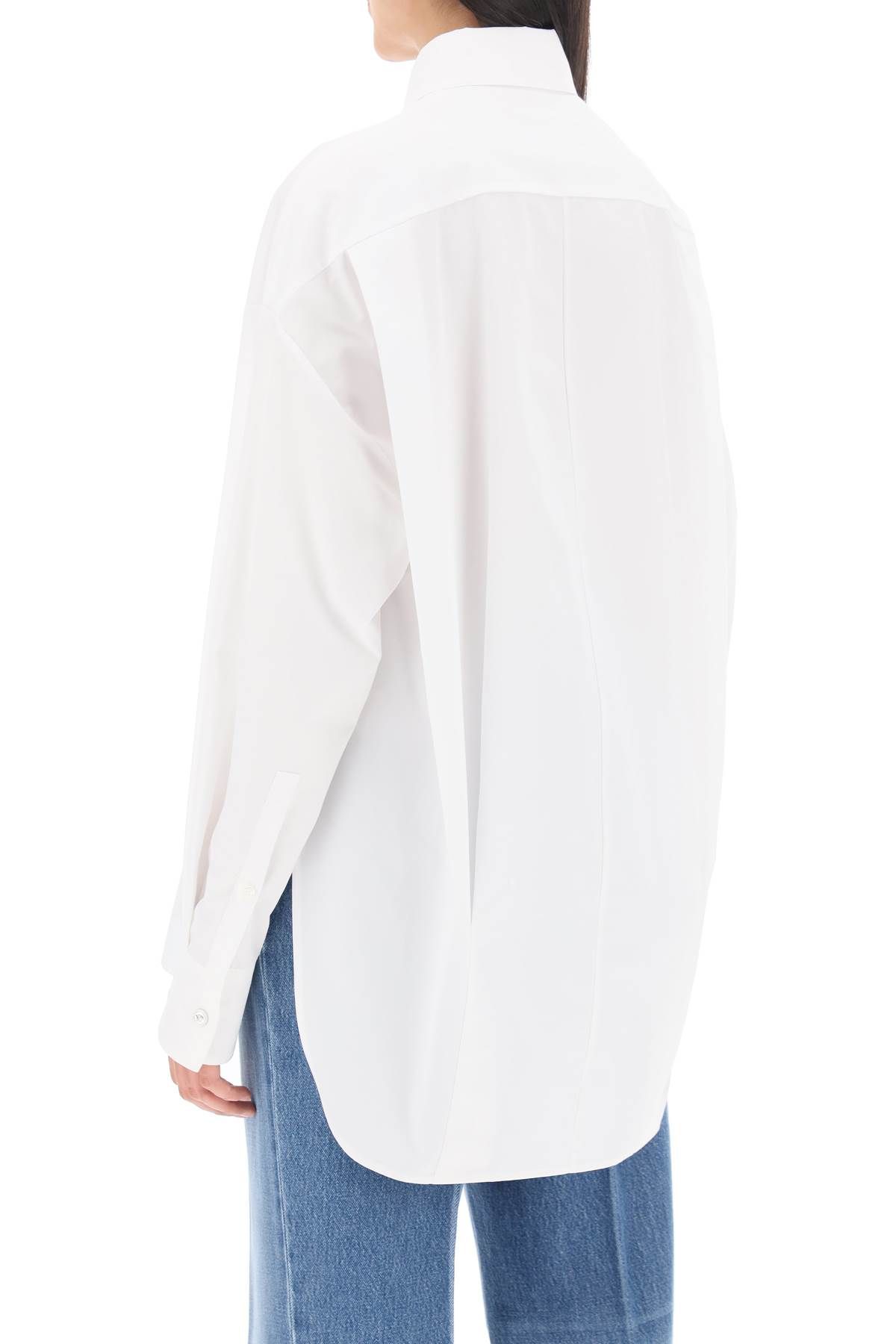 Shop Versace Oversized Poplin Shirt In White