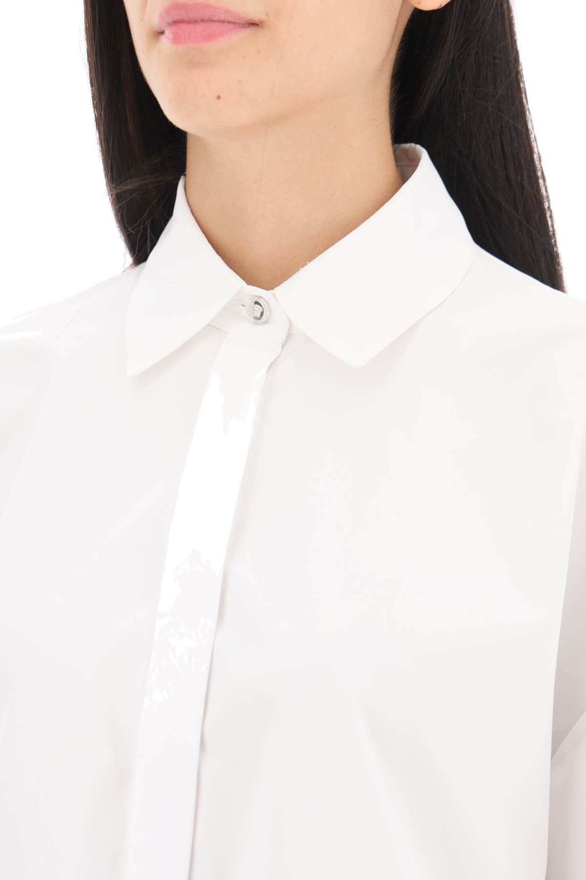 Shop Versace Oversized Poplin Shirt In White