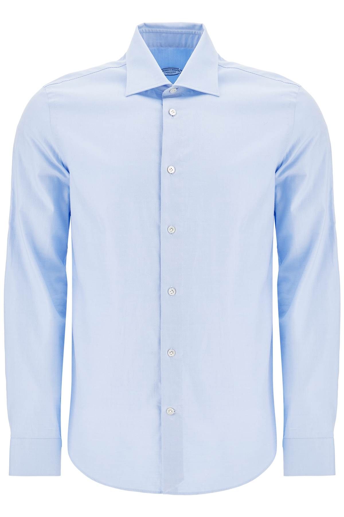 Shop Vincenzo Di Ruggiero Slim Fit Twill Shirt For Men In Light Blue