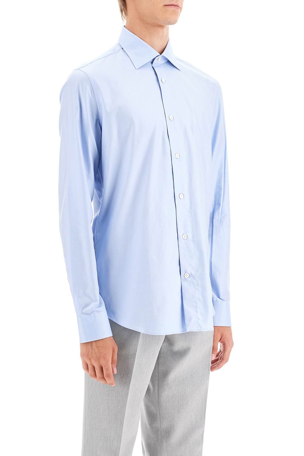 Shop Vincenzo Di Ruggiero Slim Fit Twill Shirt For Men In Light Blue