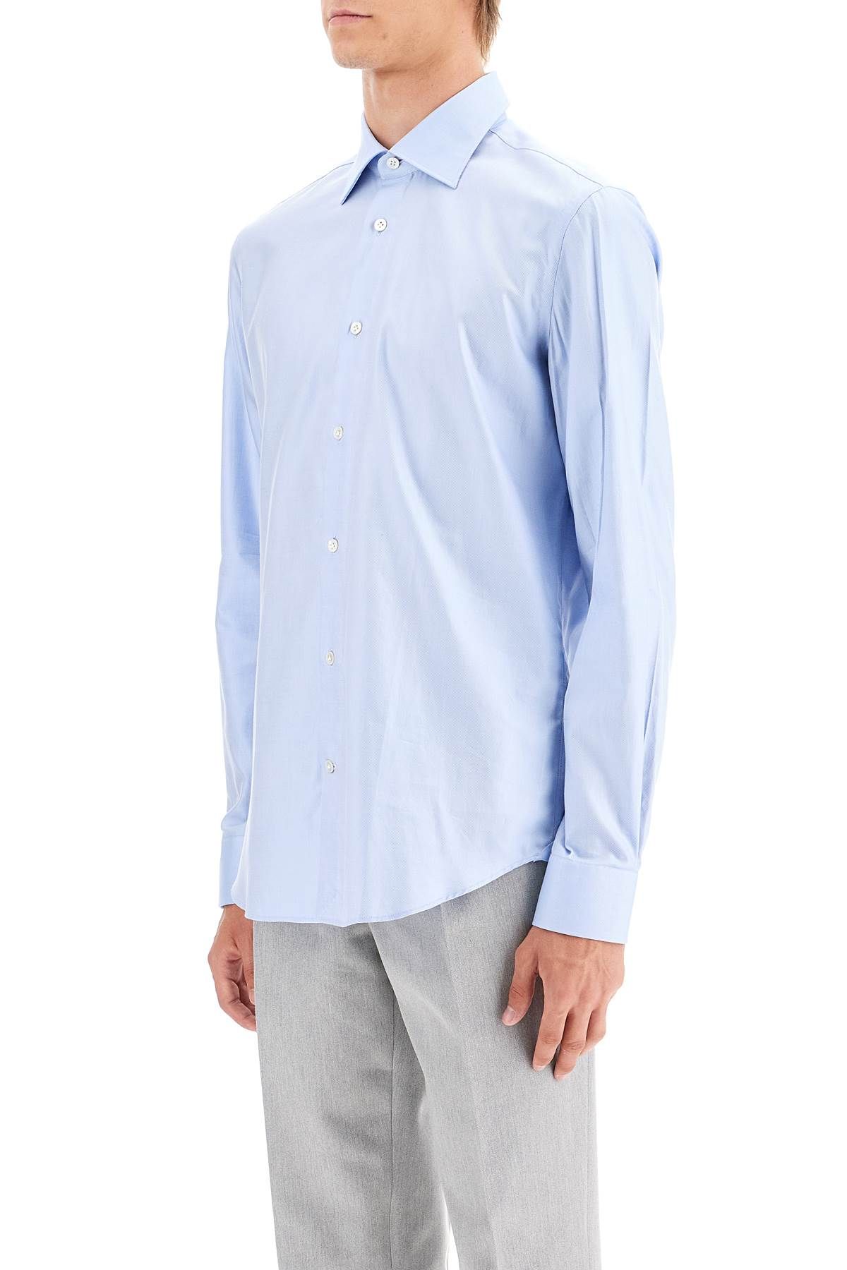 Shop Vincenzo Di Ruggiero Slim Fit Twill Shirt For Men In Light Blue