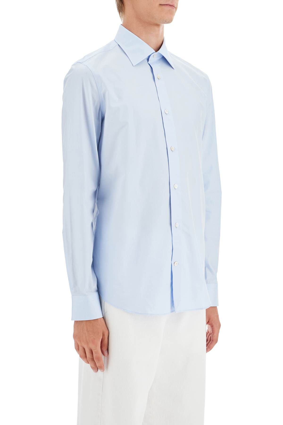 Shop Vincenzo Di Ruggiero Slim Fit Twill Shirt For Men In Light Blue