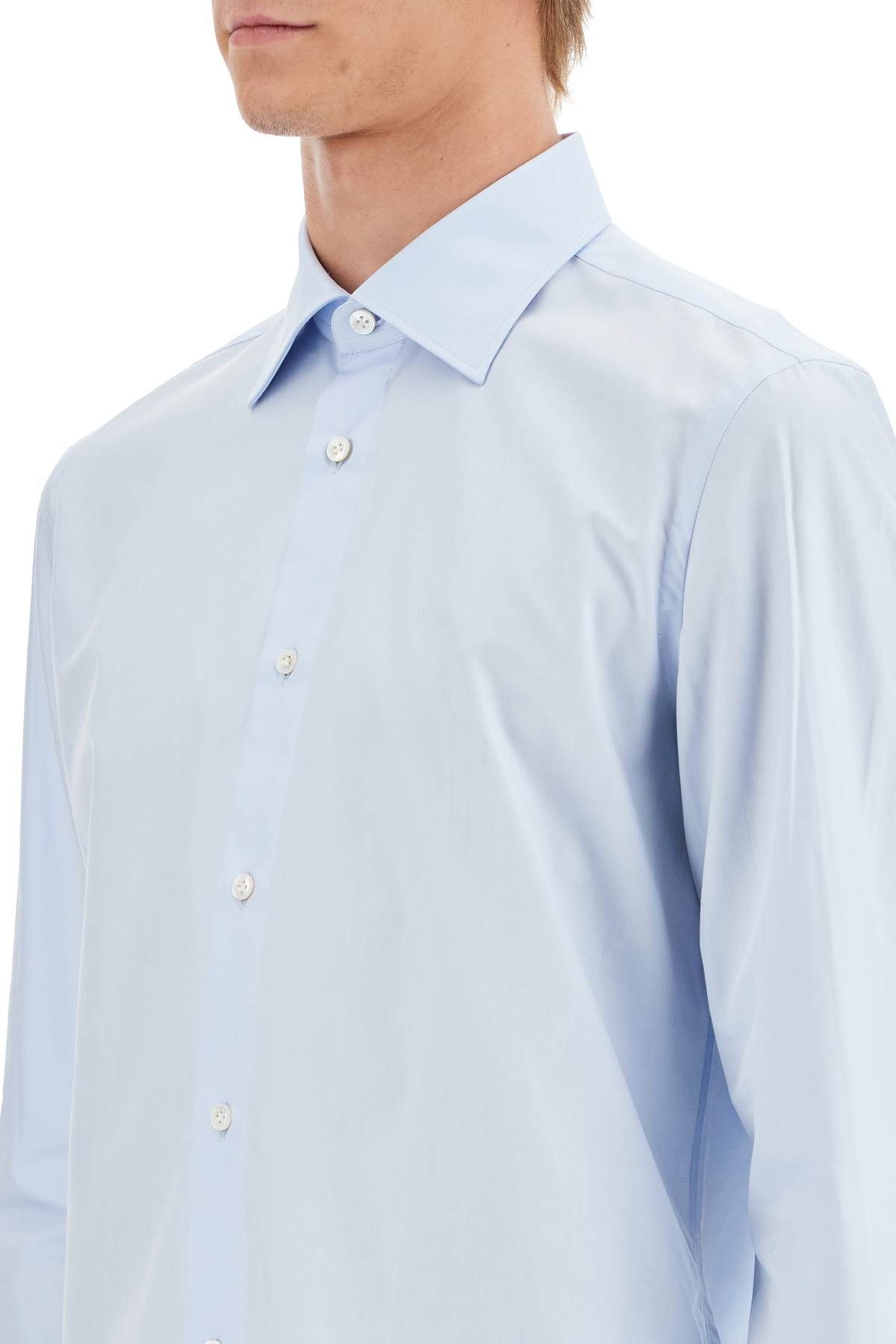 Shop Vincenzo Di Ruggiero Slim Fit Twill Shirt For Men In Light Blue