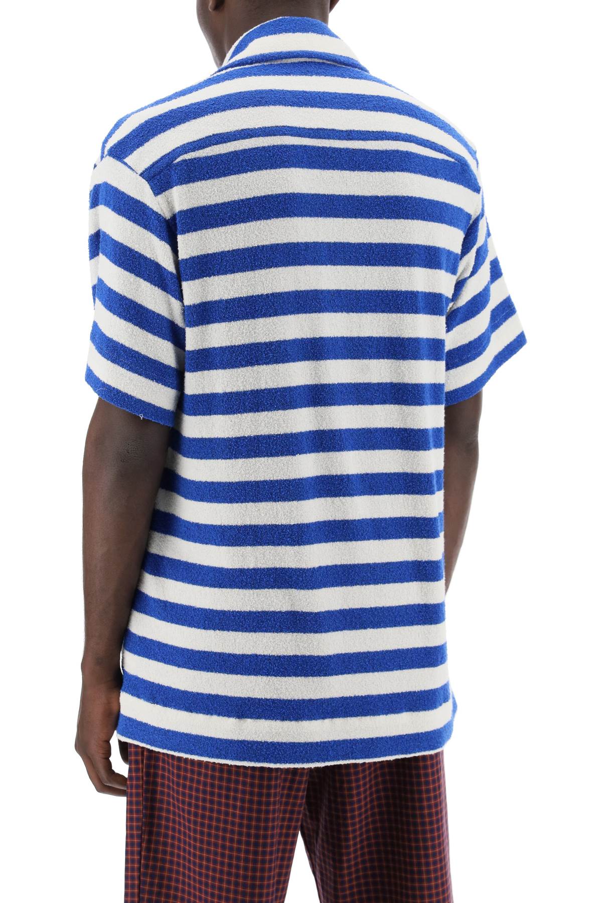 Shop Vivienne Westwood Striped Knit Camp Shirt In White