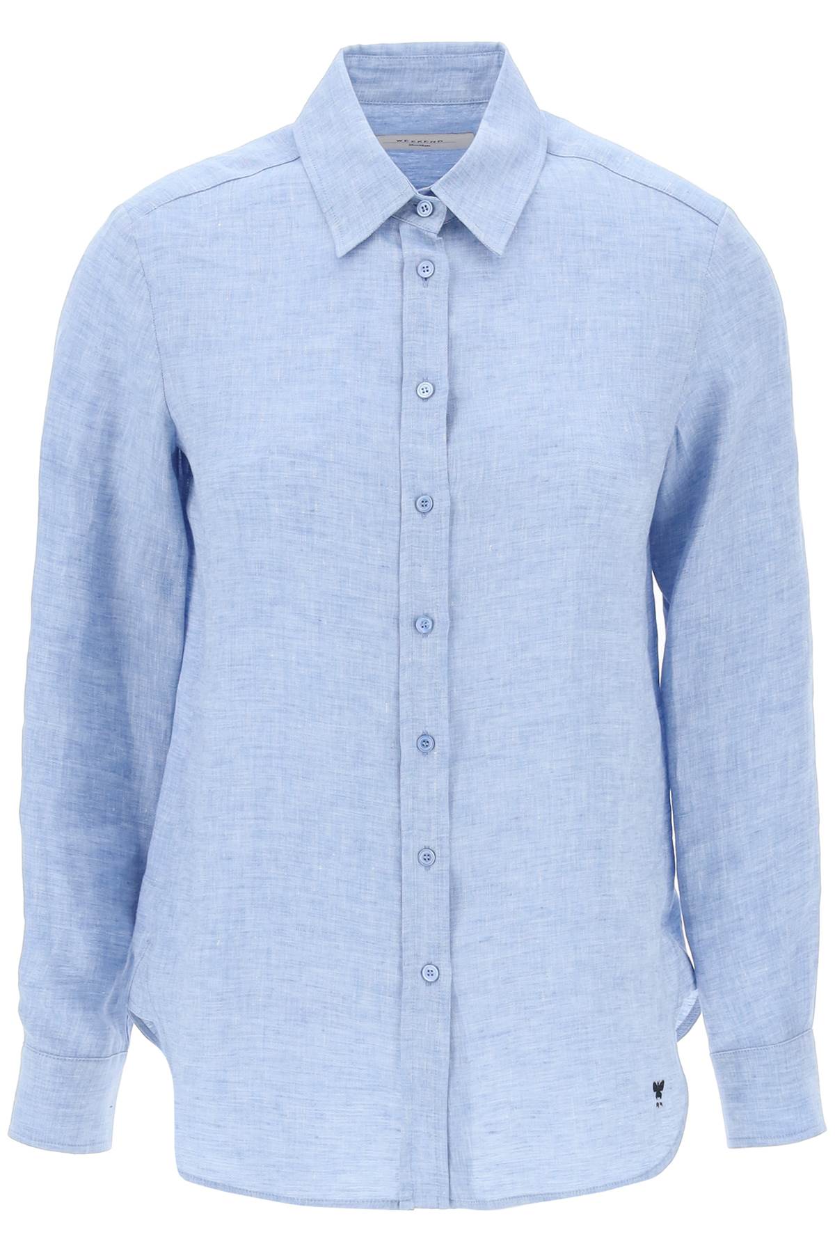 Weekend Max Mara 'werner' Linen Shirt In Light Blue
