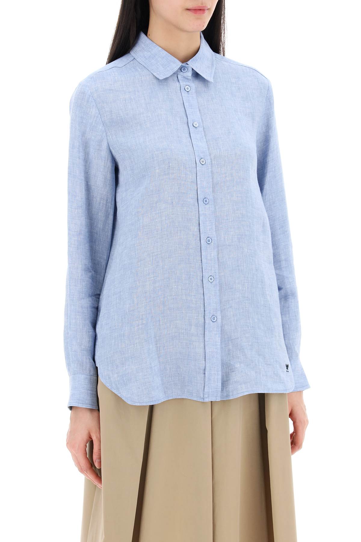 Shop Weekend Max Mara 'werner' Linen Shirt In Light Blue