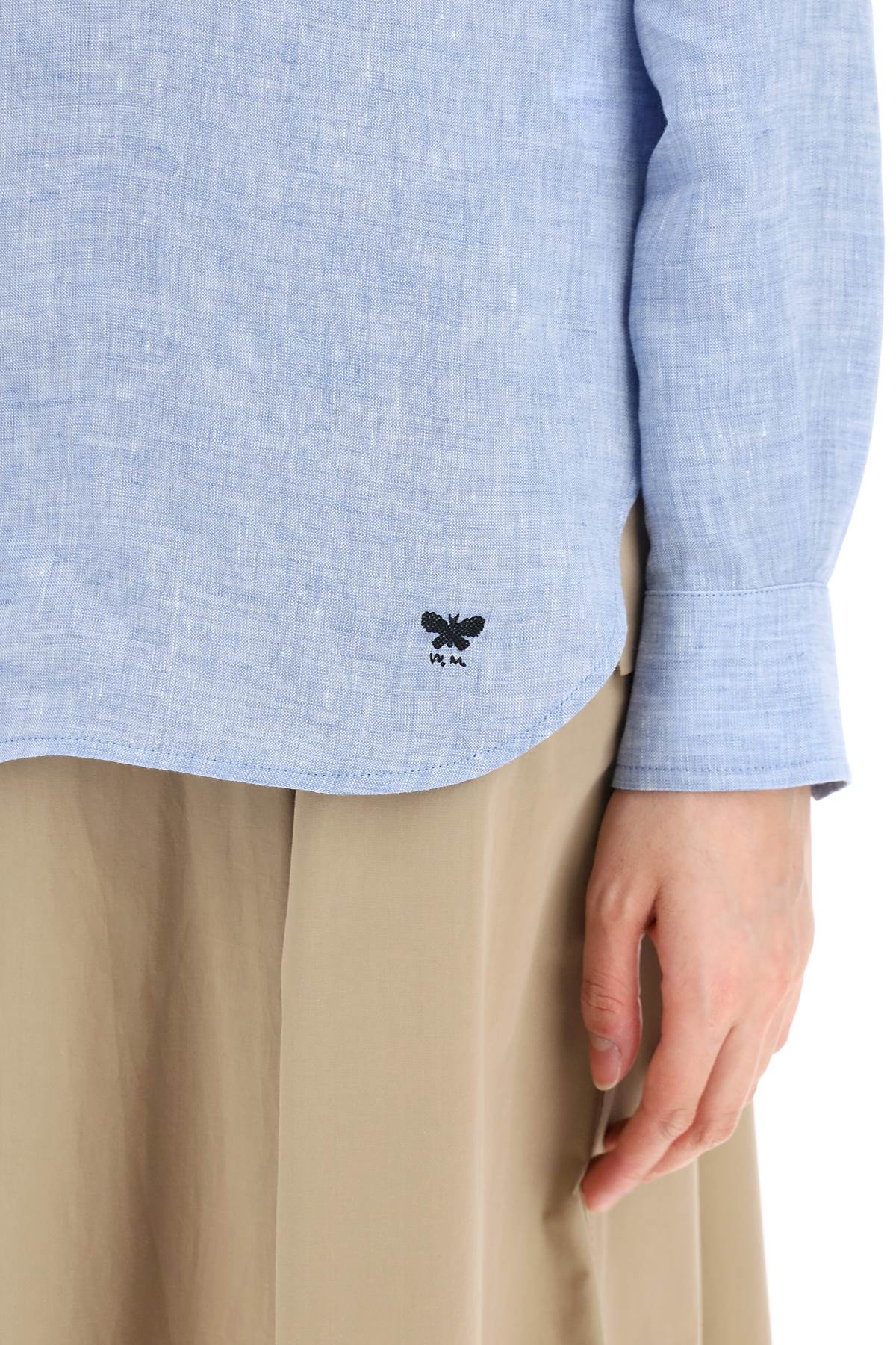 Shop Weekend Max Mara 'werner' Linen Shirt In Light Blue
