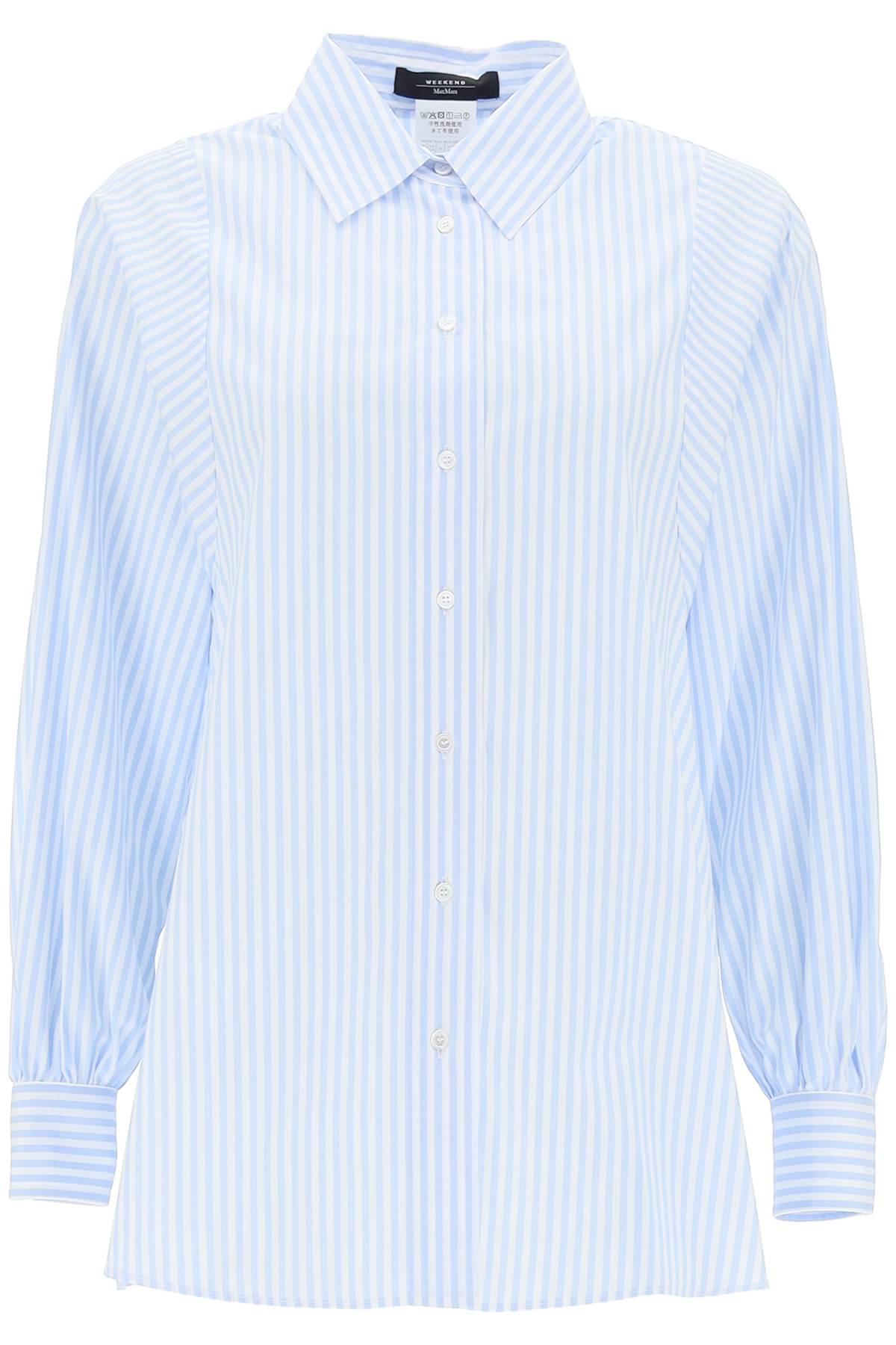 Weekend Max Mara Fufy Striped Shirt In White,light Blue