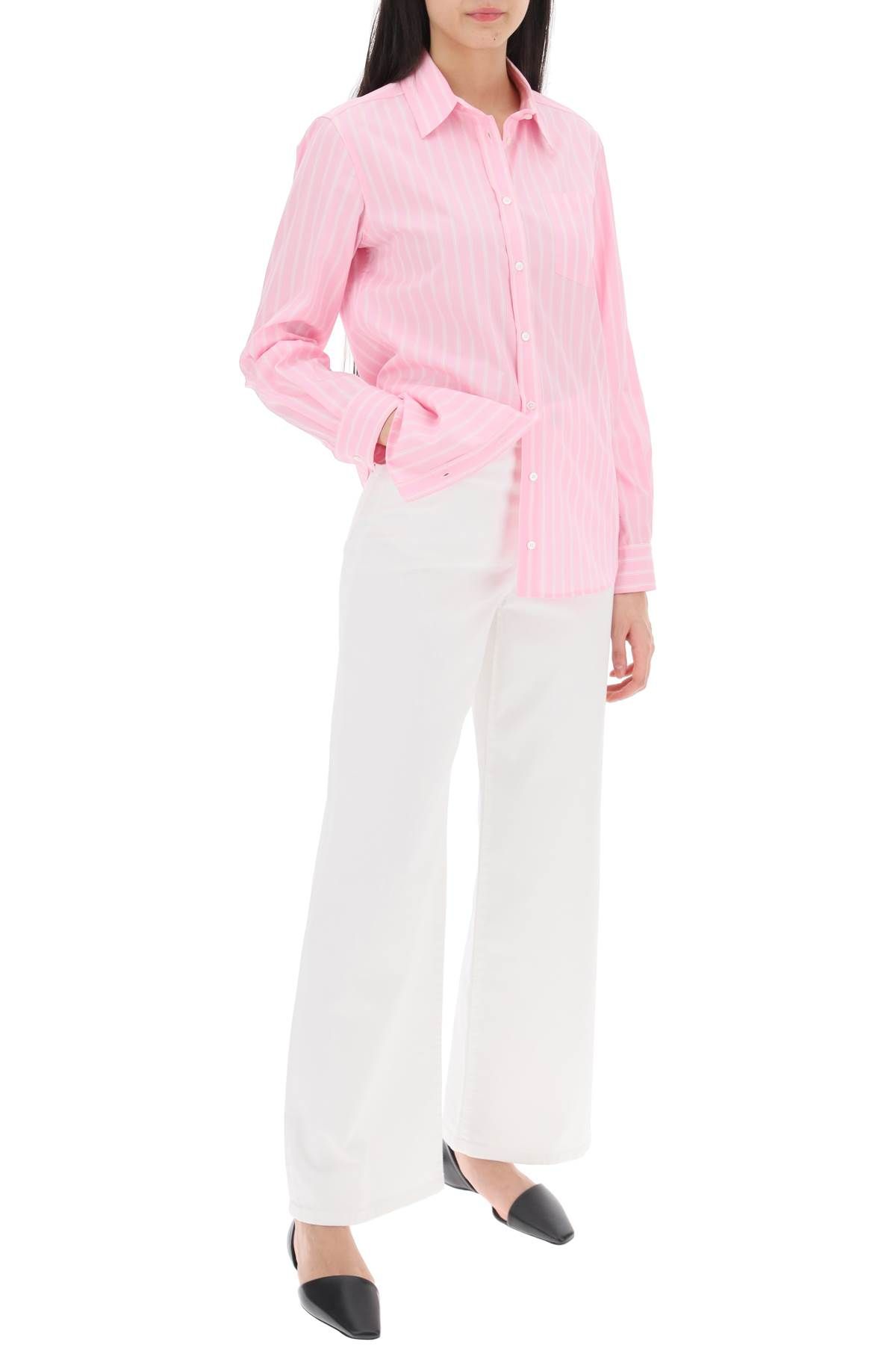 Shop Weekend Max Mara Bahamas Striped Shirt In Pink,white