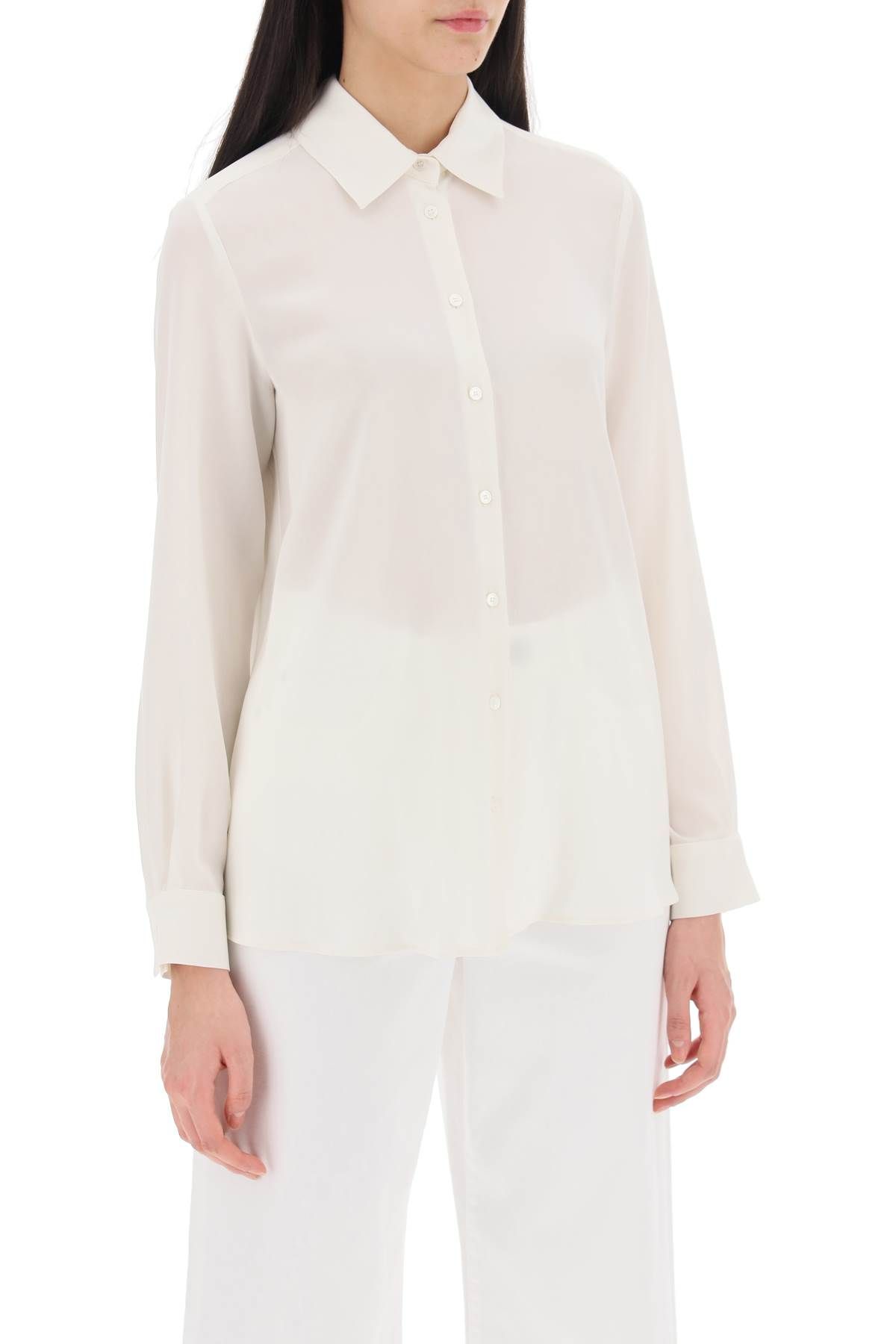 Shop Weekend Max Mara Crepe De Chine Shirt In White