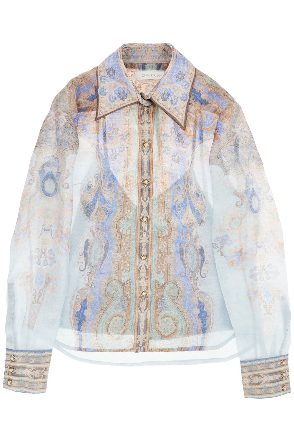 Shop Zimmermann Eden Paisley Print Shirt In Light Blue