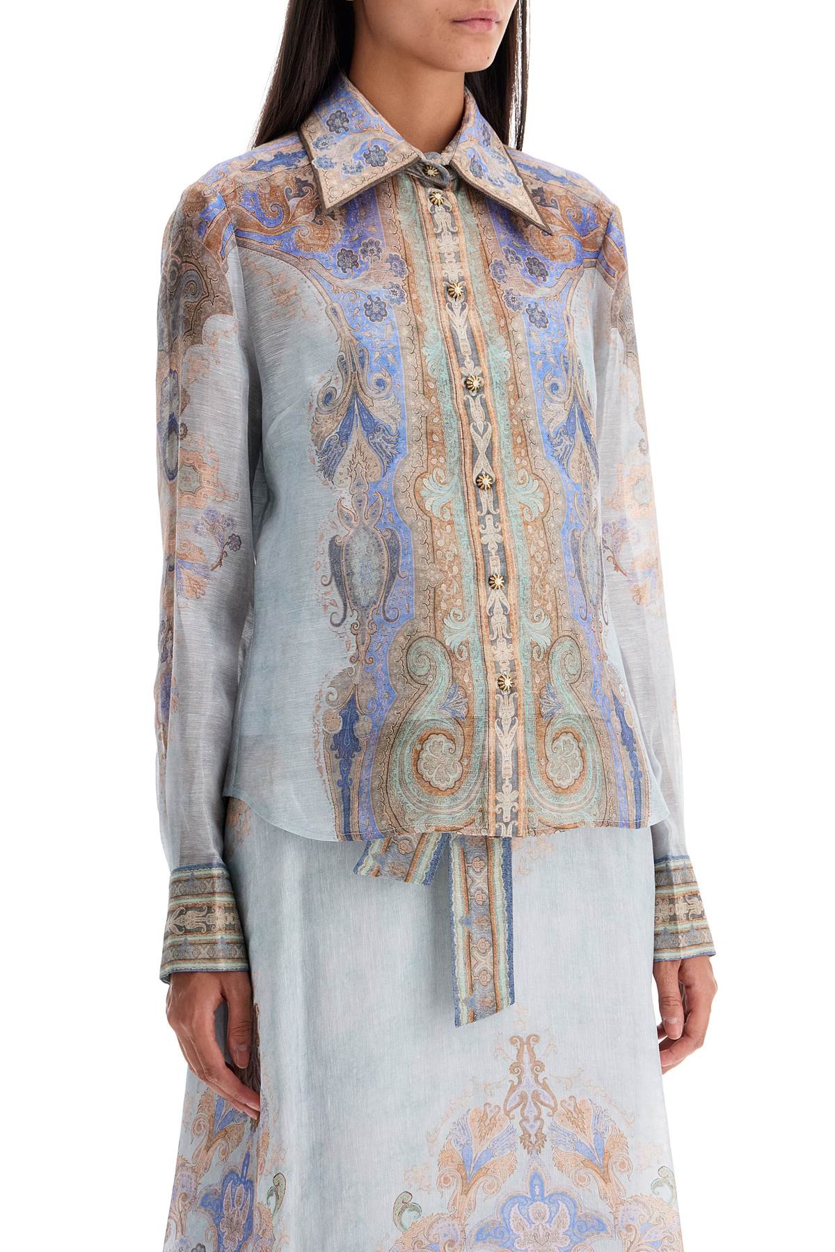 Shop Zimmermann Eden Paisley Print Shirt In Light Blue