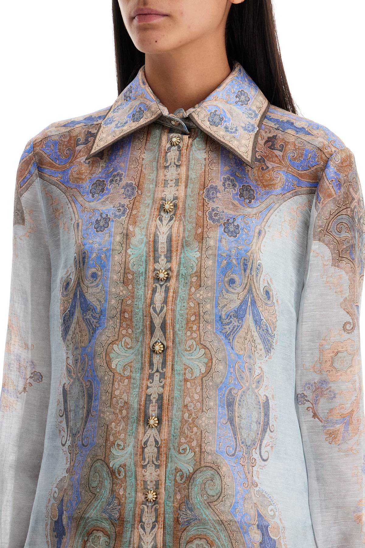 Shop Zimmermann Eden Paisley Print Shirt In Light Blue