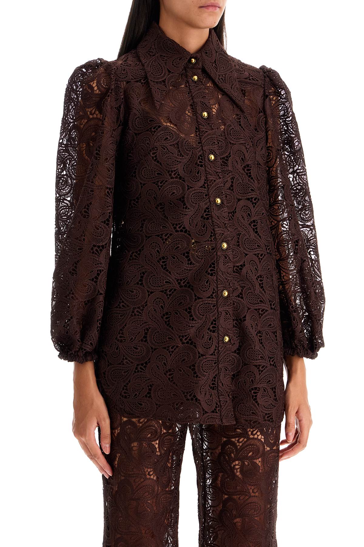 Shop Zimmermann Of Lace Shirt On White Background In Brown