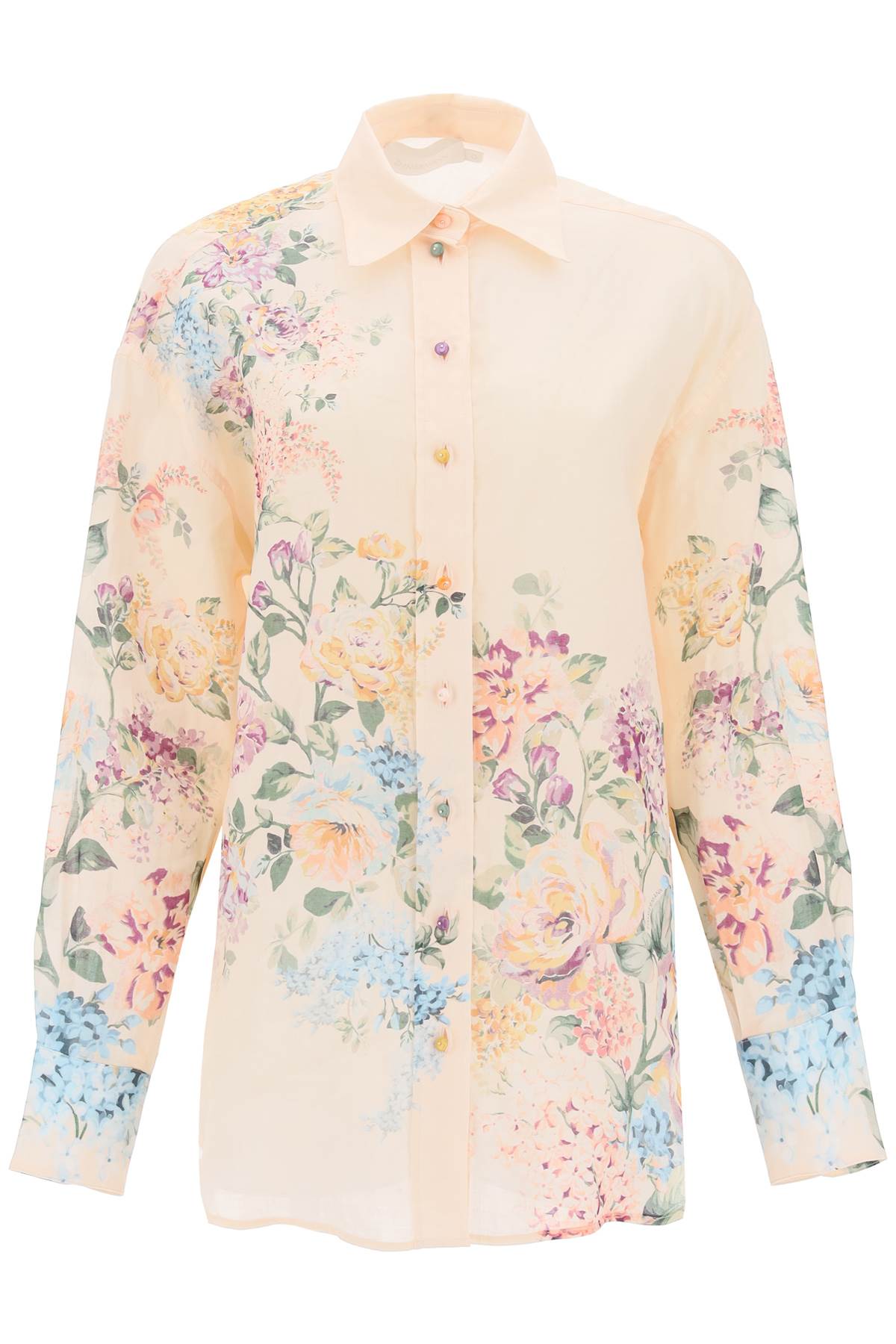 Shop Zimmermann Floral Halliday Shirt In Pink