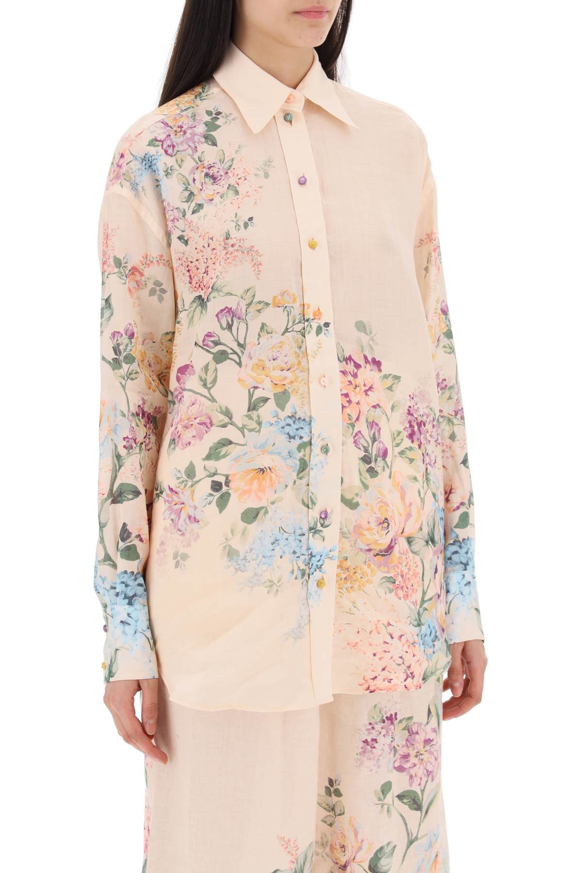 Shop Zimmermann Floral Halliday Shirt In Pink