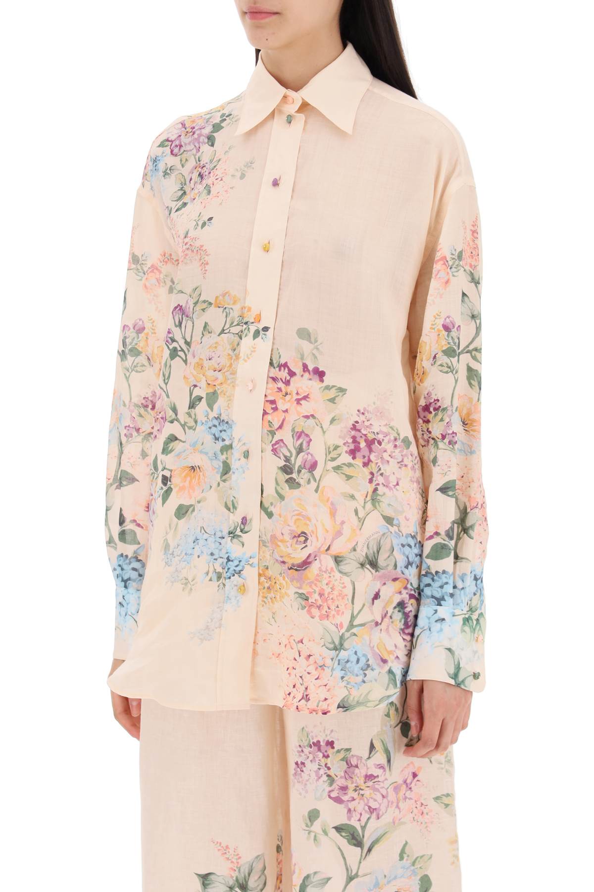 Shop Zimmermann Floral Halliday Shirt In Pink