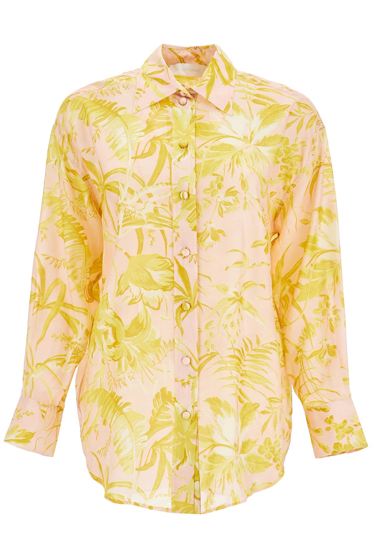 Shop Zimmermann Silk Floral Print Shirt In Pink