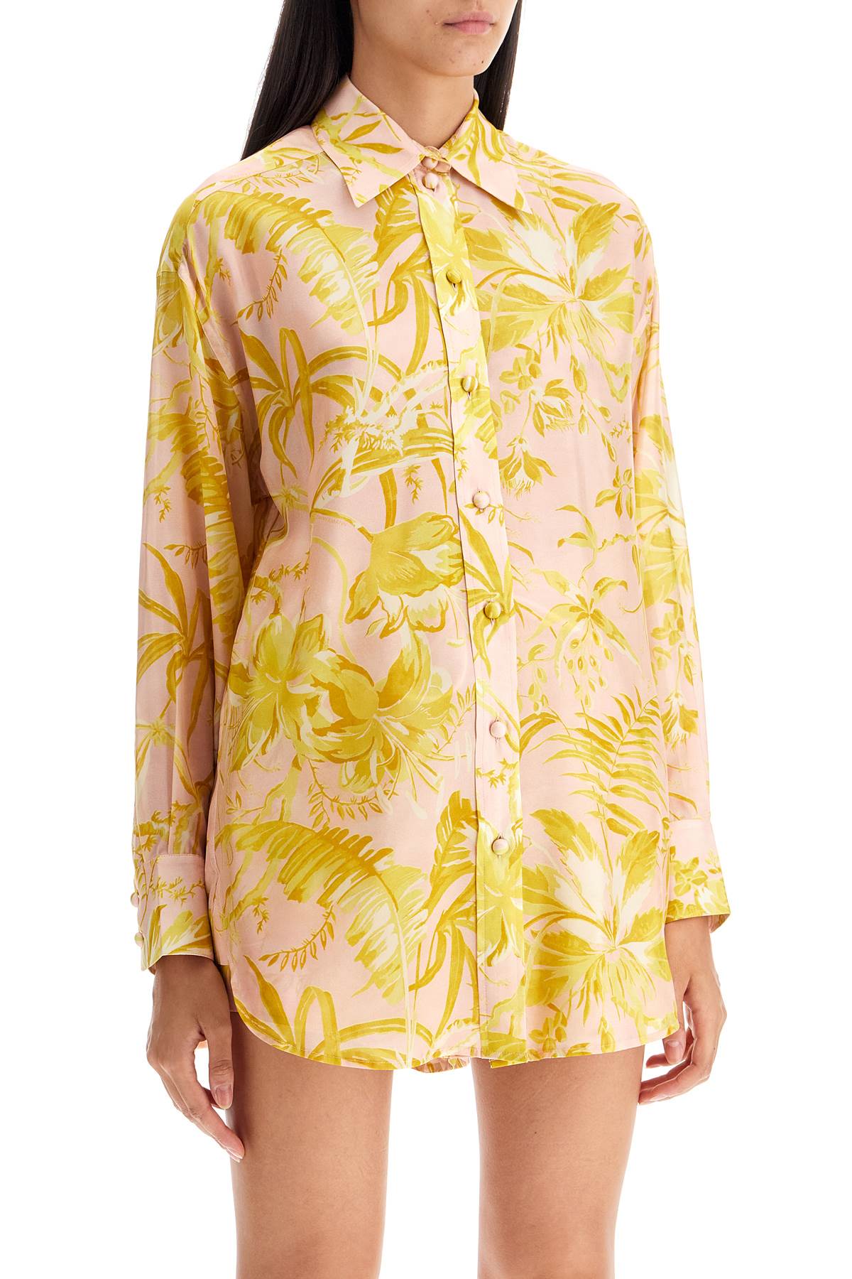 Shop Zimmermann Silk Floral Print Shirt In Pink