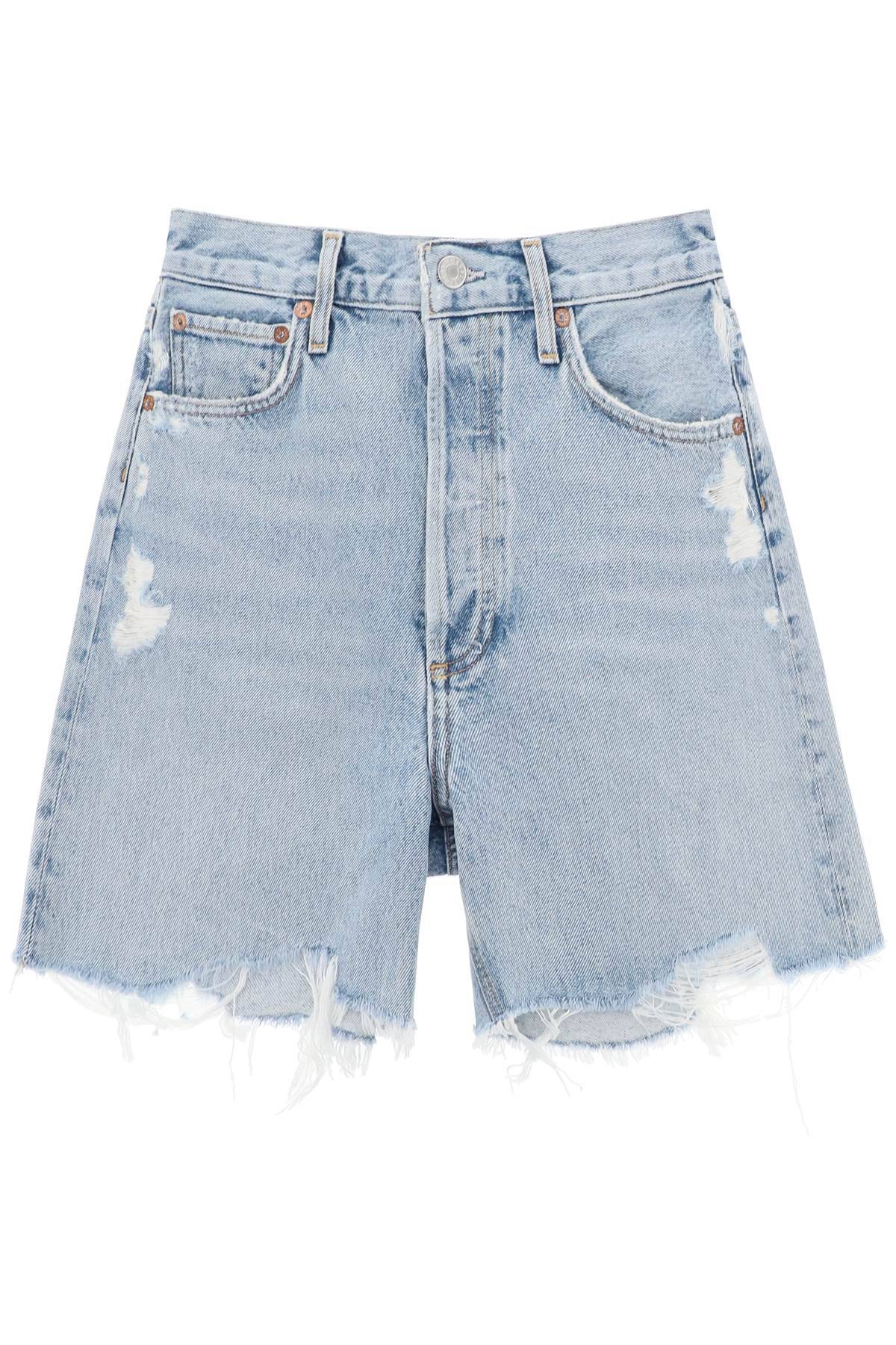 Shop Agolde Stella Denim Shorts In Light Blue
