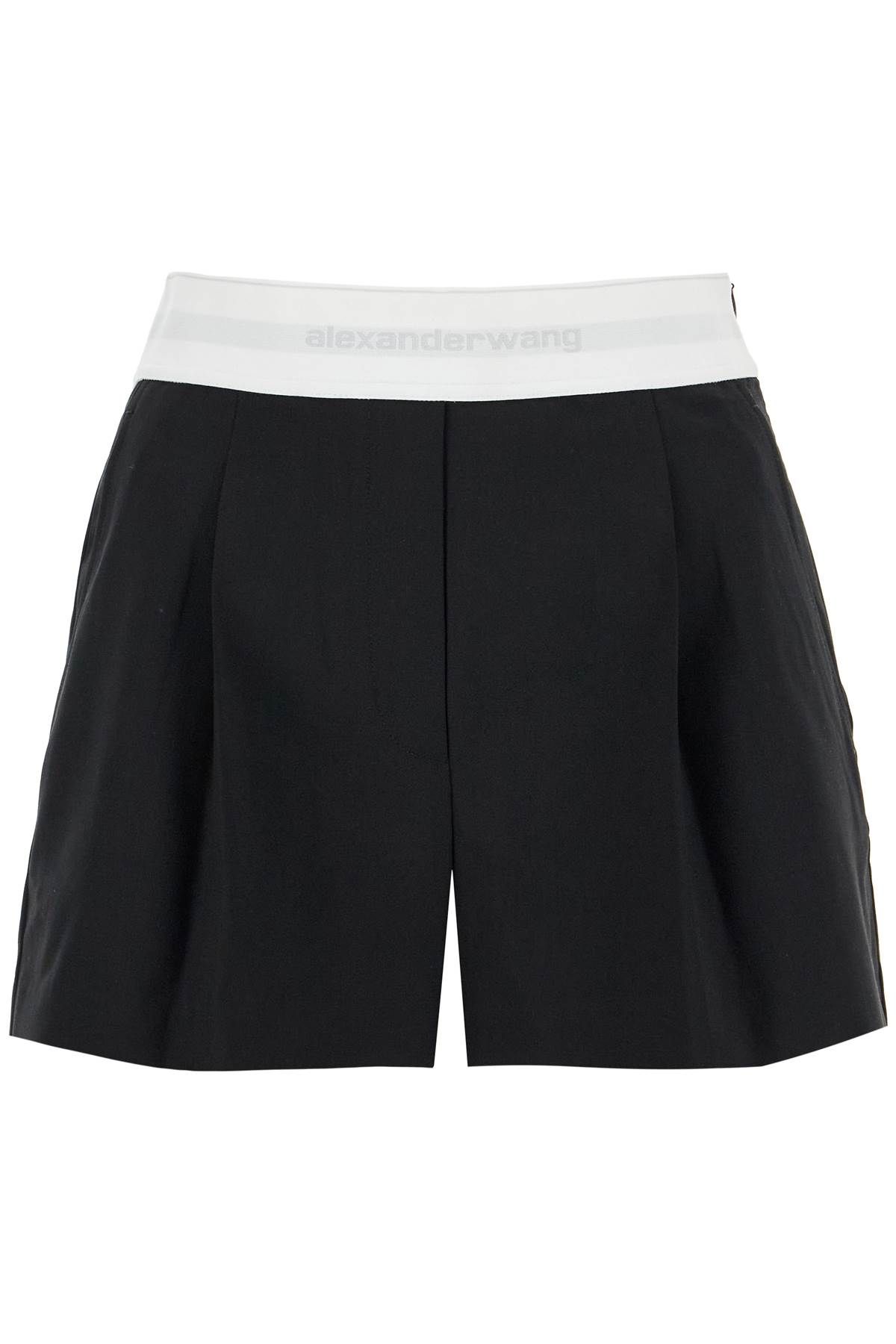 Shop Alexander Wang Pleated Shorts With Branded Band In Black