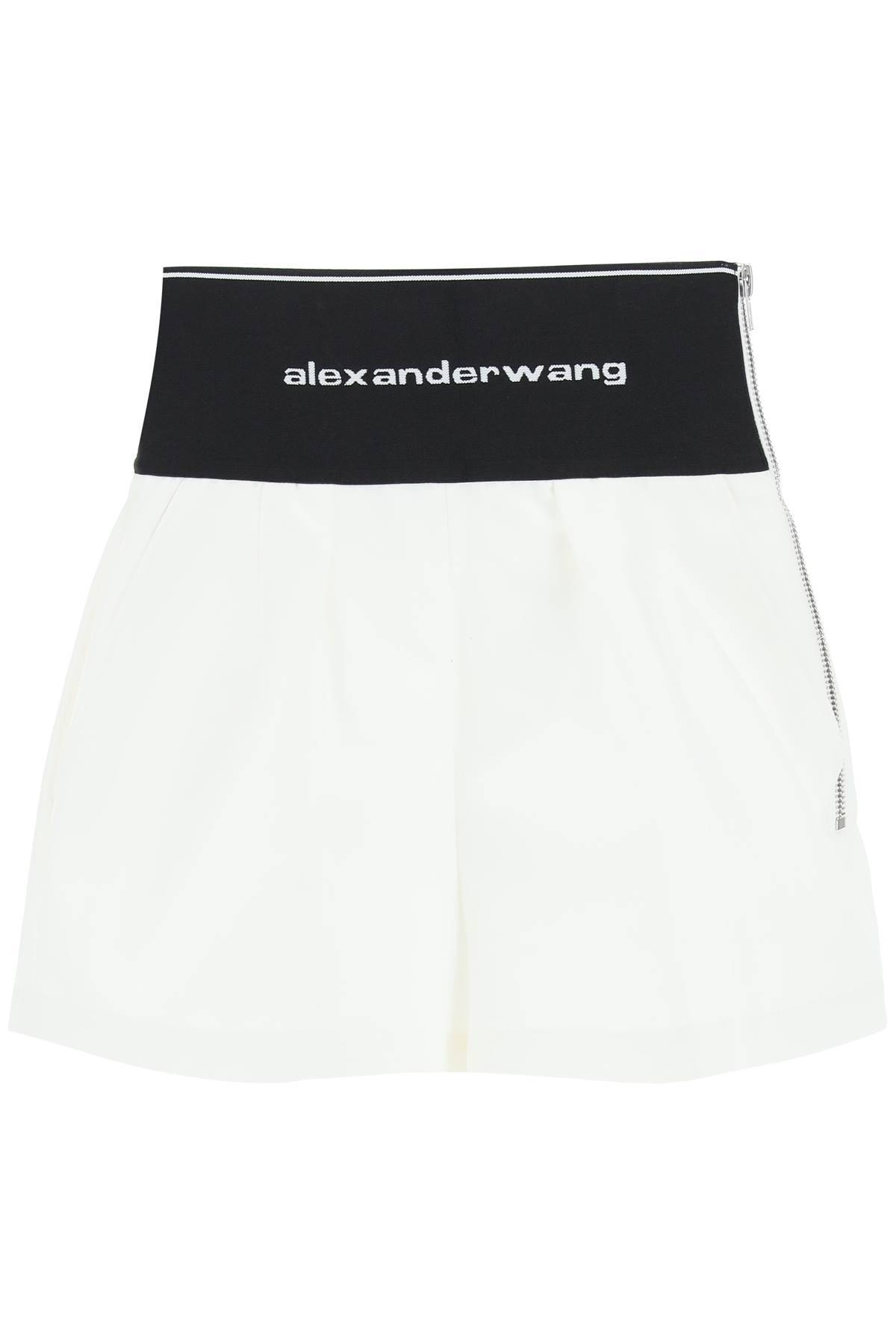 Shop Alexander Wang Cotton And Nylon Shorts With Branded Waistband In White