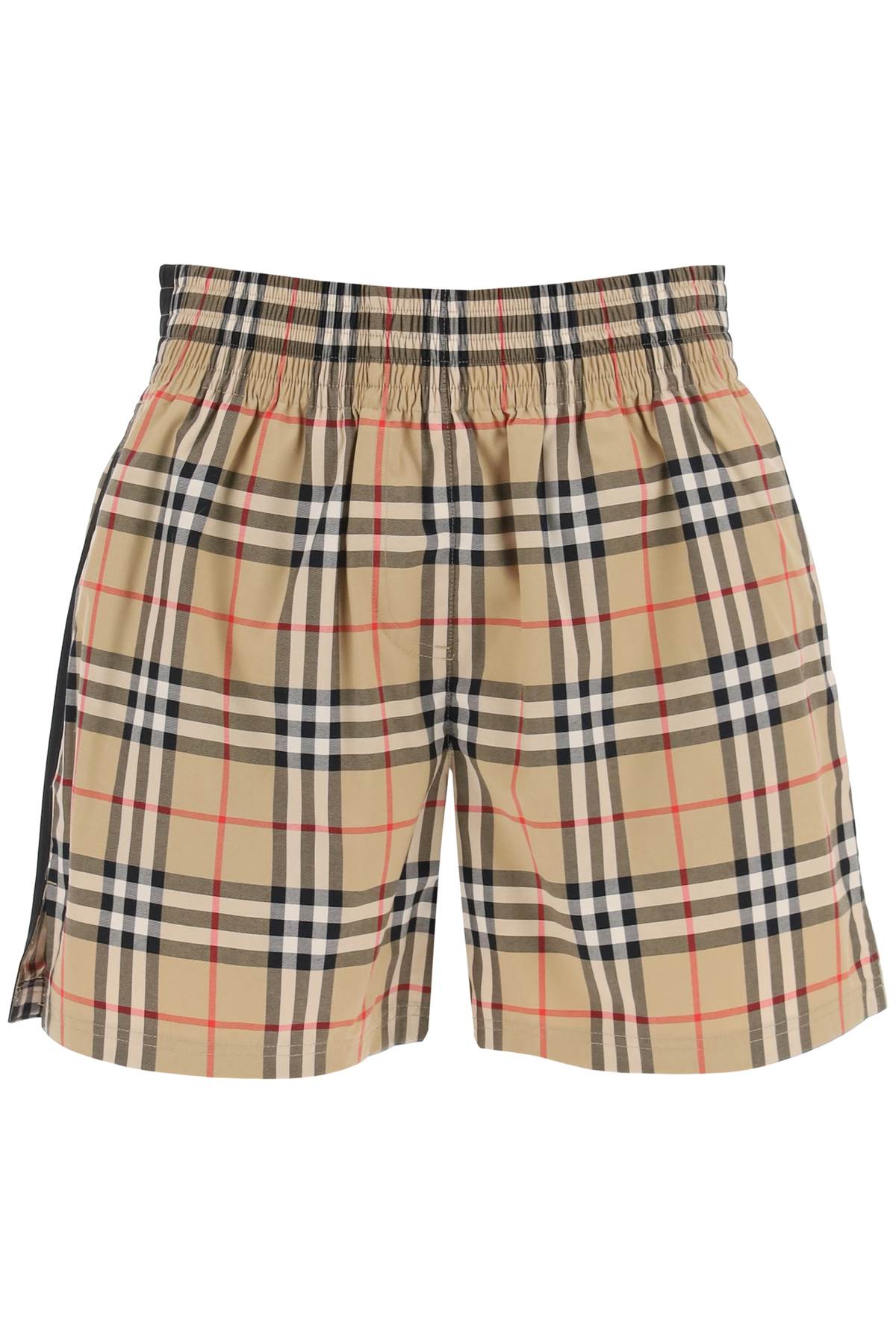 Shop Burberry Audrey Check Shorts In Beige