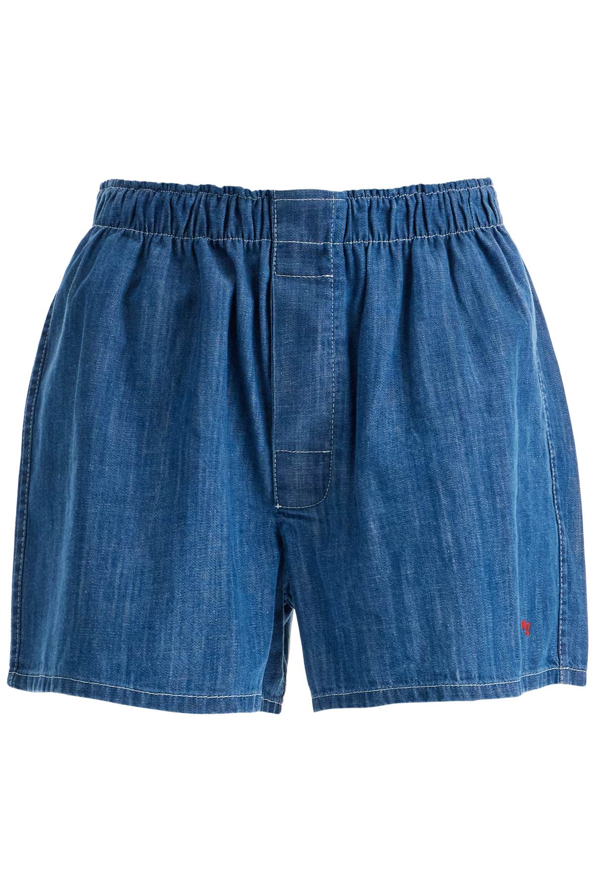 Shop Homme Girls Chambray Shorts In Blue